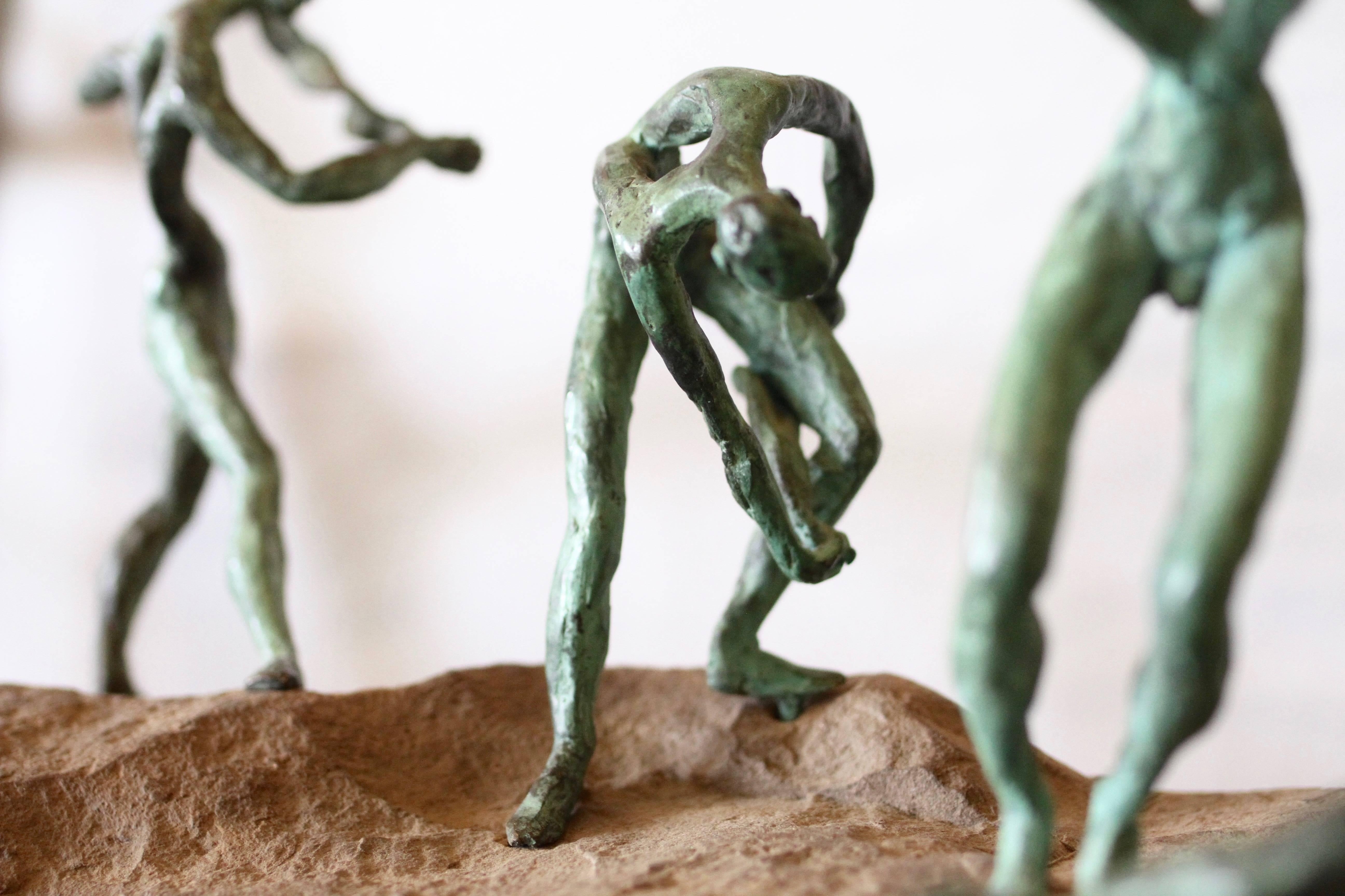 Organic Modern Bronze and Natural Stone Figurative Sculpture In Excellent Condition For Sale In Cardiff, CA