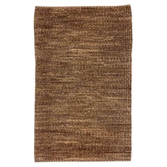 Organic Modern Brown and Cream Wool Persian Area Rug, 2' x 3'