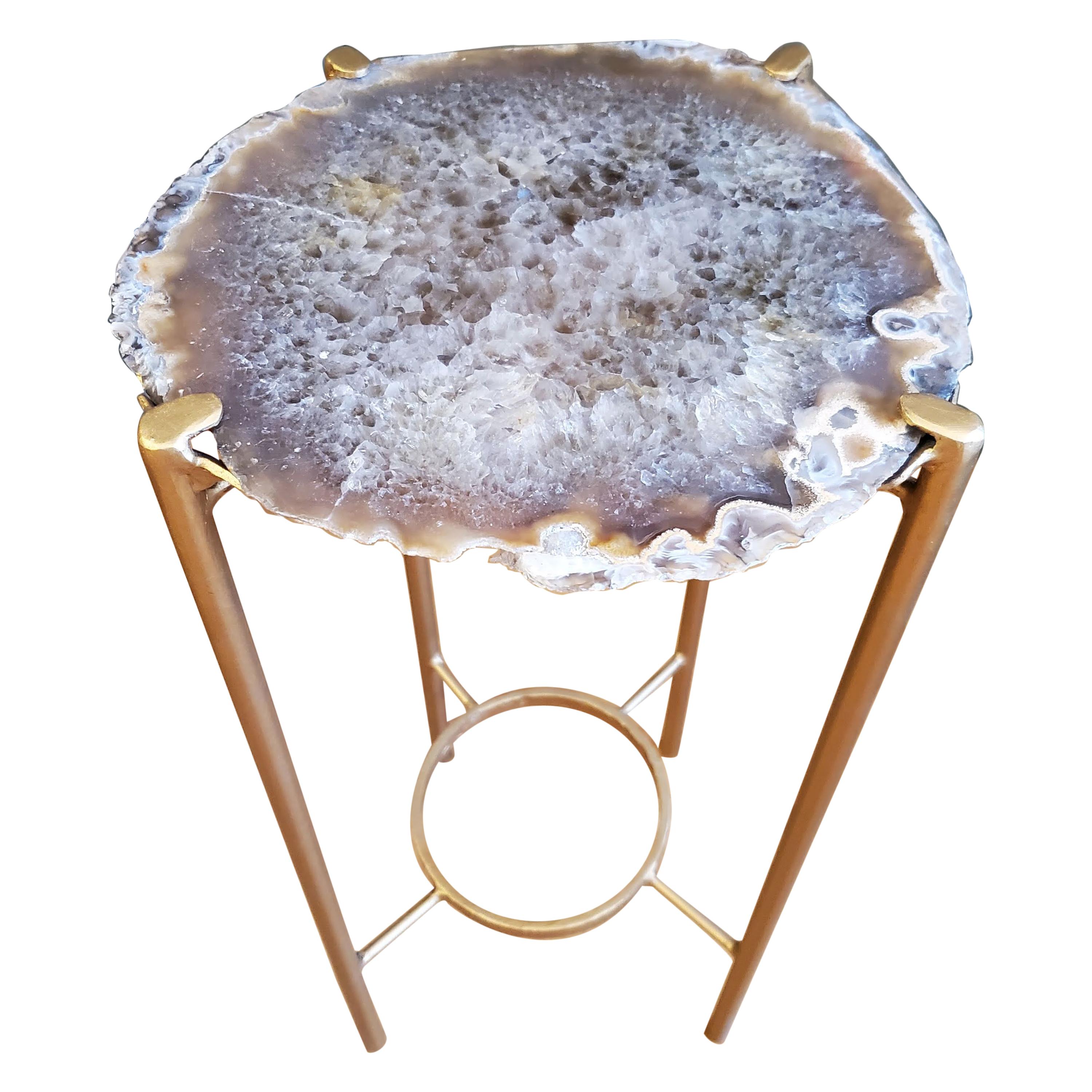 Modern White and Gray Quartz End Table at 1stDibs