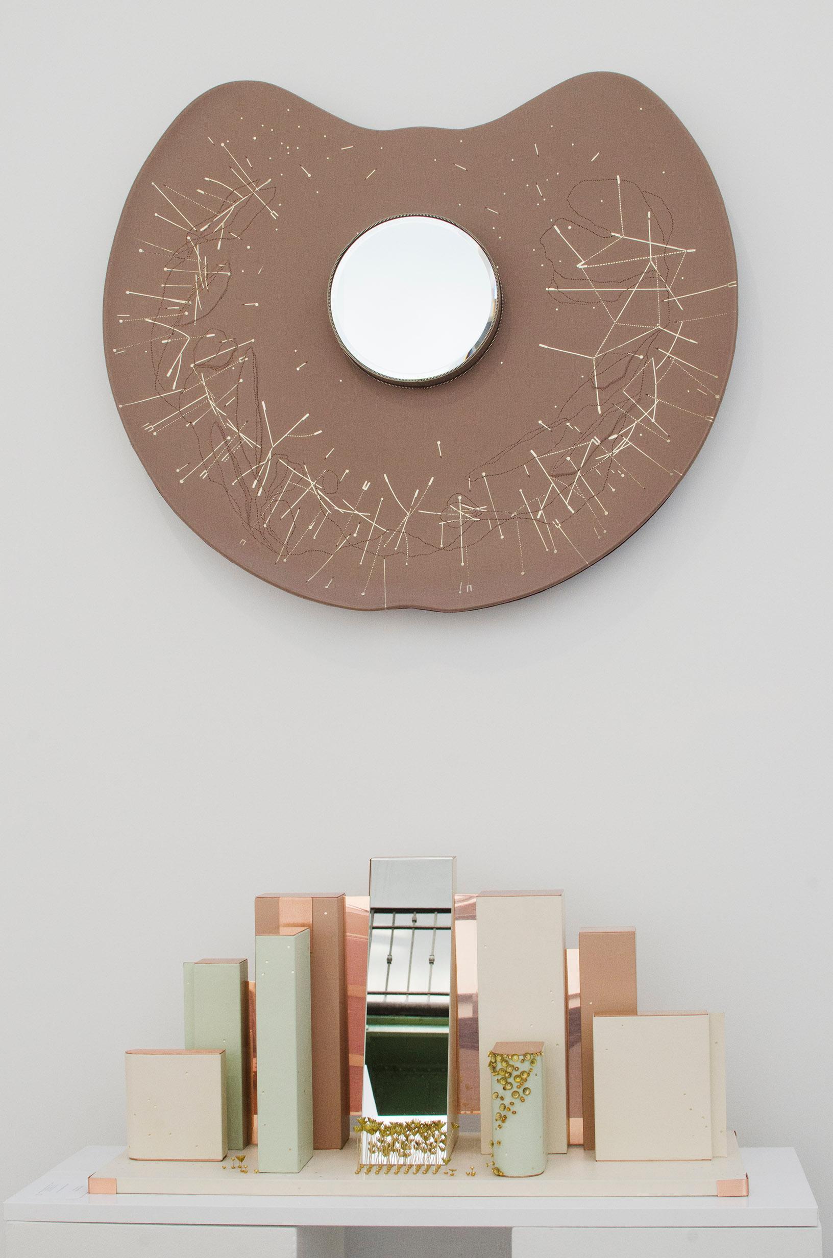 Organic Modern Brown Pink Leather Mirror, France, 2019 In New Condition In Paris, FR