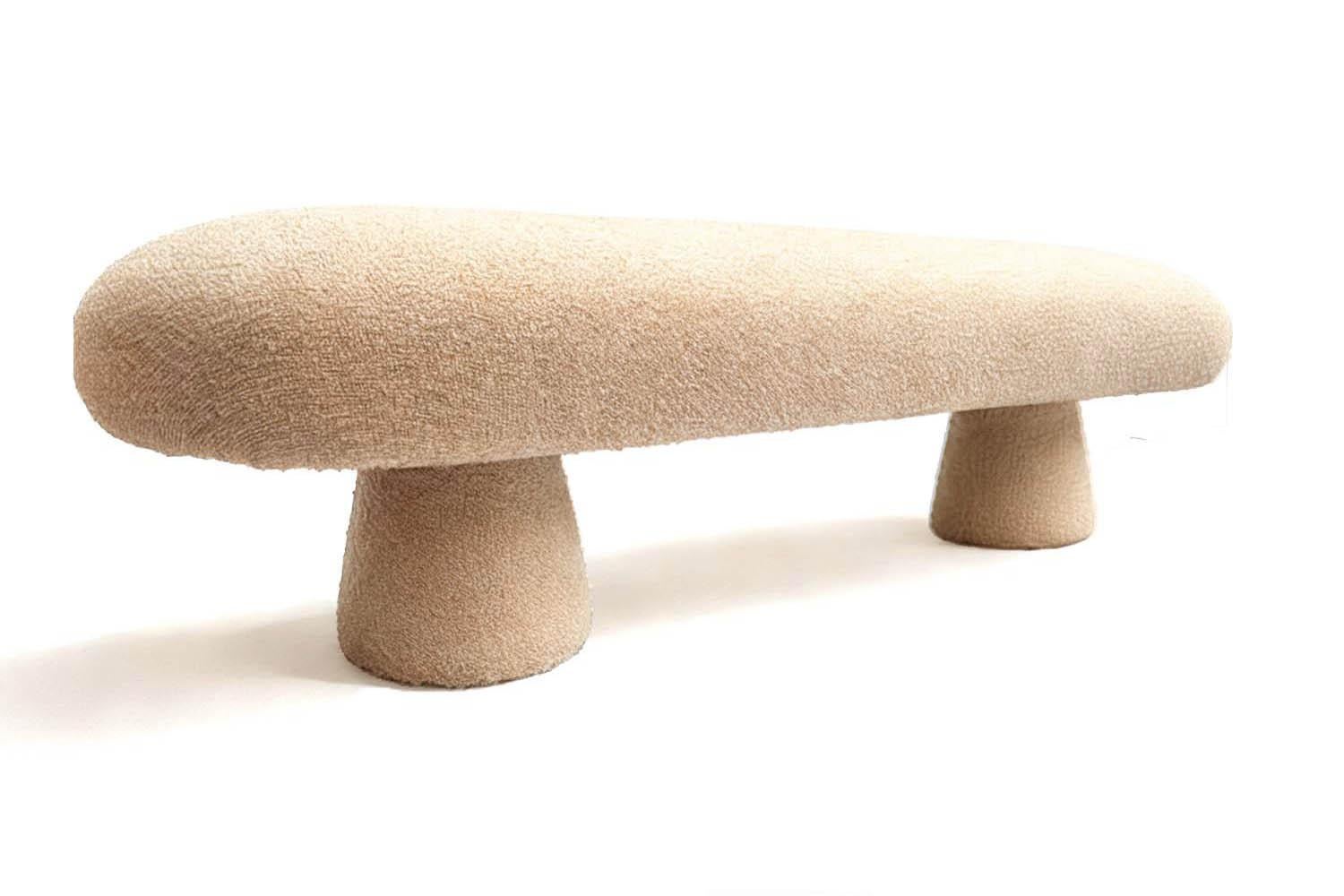 Organic Modern Brown Velvet Bench Éxtasis In New Condition For Sale In Almería, ES