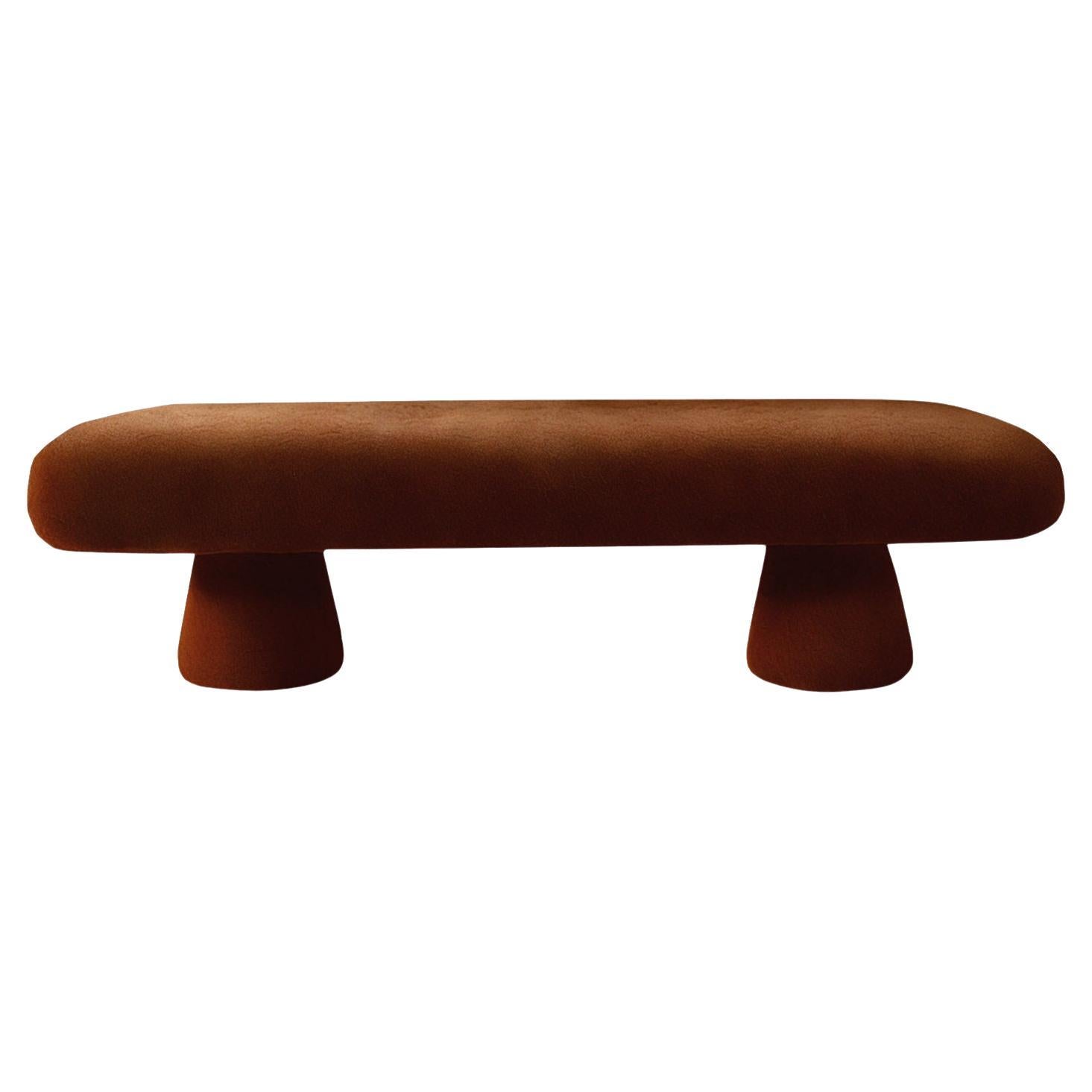 Organic Modern Brown Velvet Bench Éxtasis