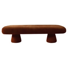 Organic Modern Brown Velvet Bench Éxtasis