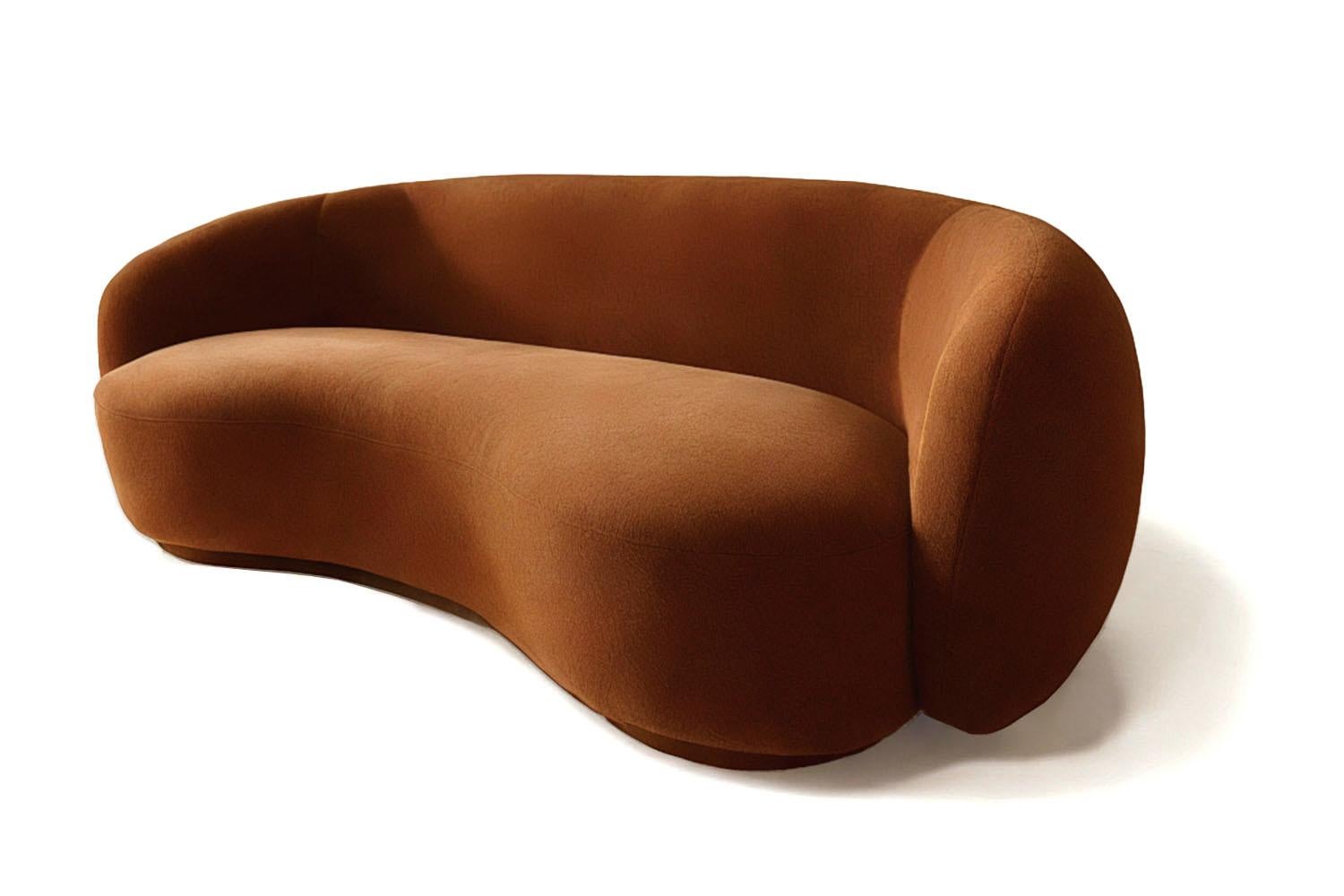 Spanish Organic Modern Brown Velvet Sofa Melancolía For Sale