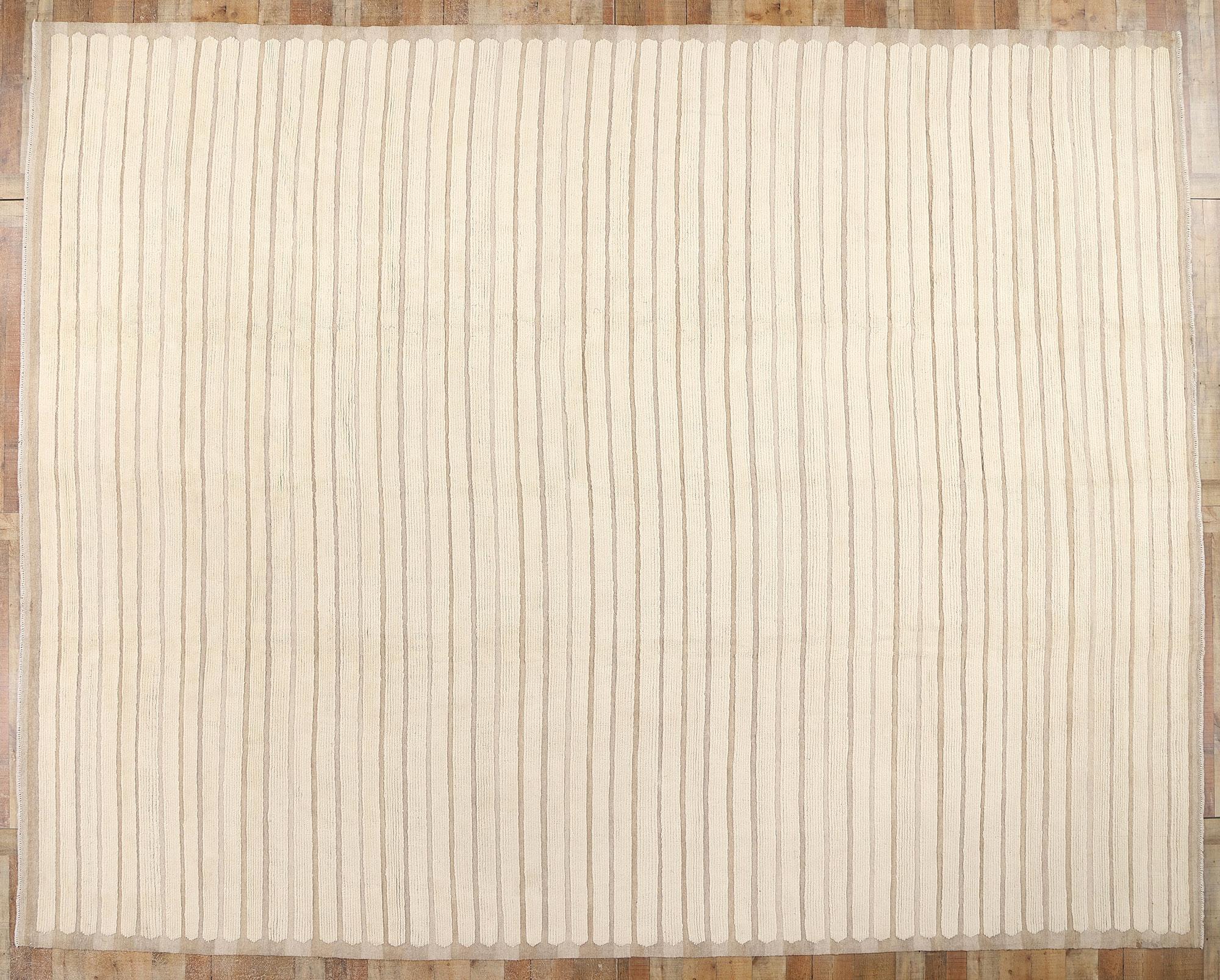 Marokkanischer brutalistischer organischer moderner marokkanischer Hochlehnerteppich, Tranquil Japandi Meets Brutalismus im Angebot 1