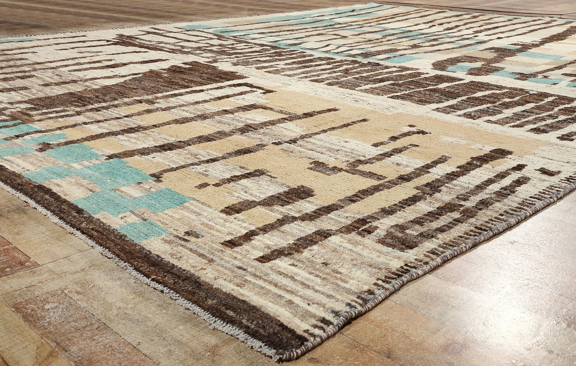 Wool Organic Modern Brutalist Moroccan Rug, Biophilic Design Meets Brutalism For Sale