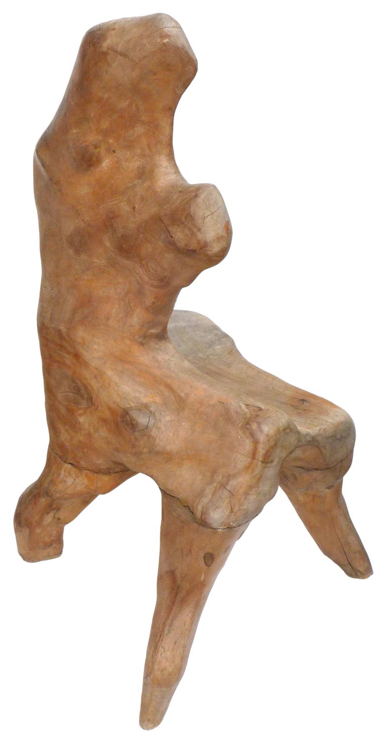North American Organic Modern Burl Wood Side Chair For Sale