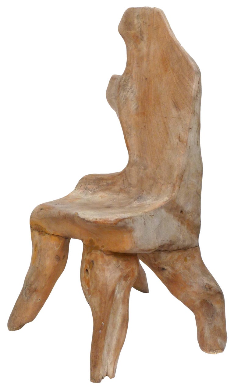 Organic Modern Burl Wood Side Chair In Good Condition For Sale In Los Angeles, CA