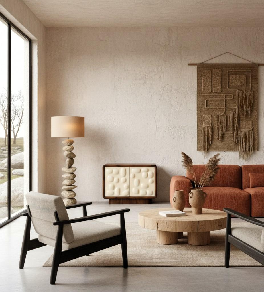 XXIe siècle et contemporain Armoire moderne organique en noyer et plâtre appliqué à la main par José Castro en vente