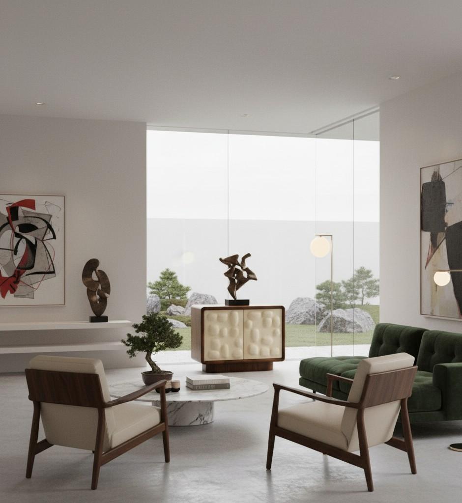 Plâtre Armoire moderne organique en noyer et plâtre appliqué à la main par José Castro en vente