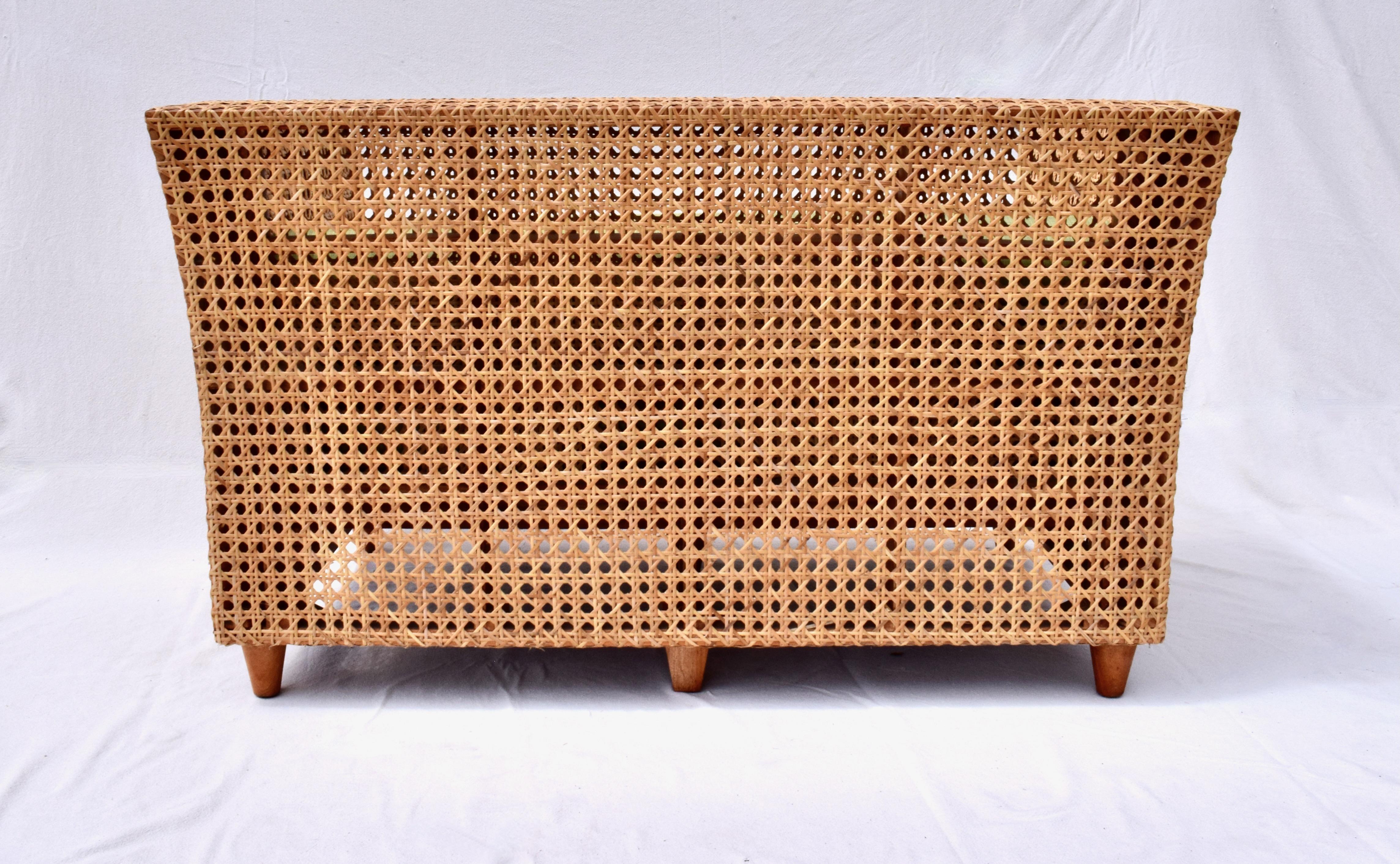 Canna Divano moderno organico in canna e teak con rivestimento in Sunbrella in vendita