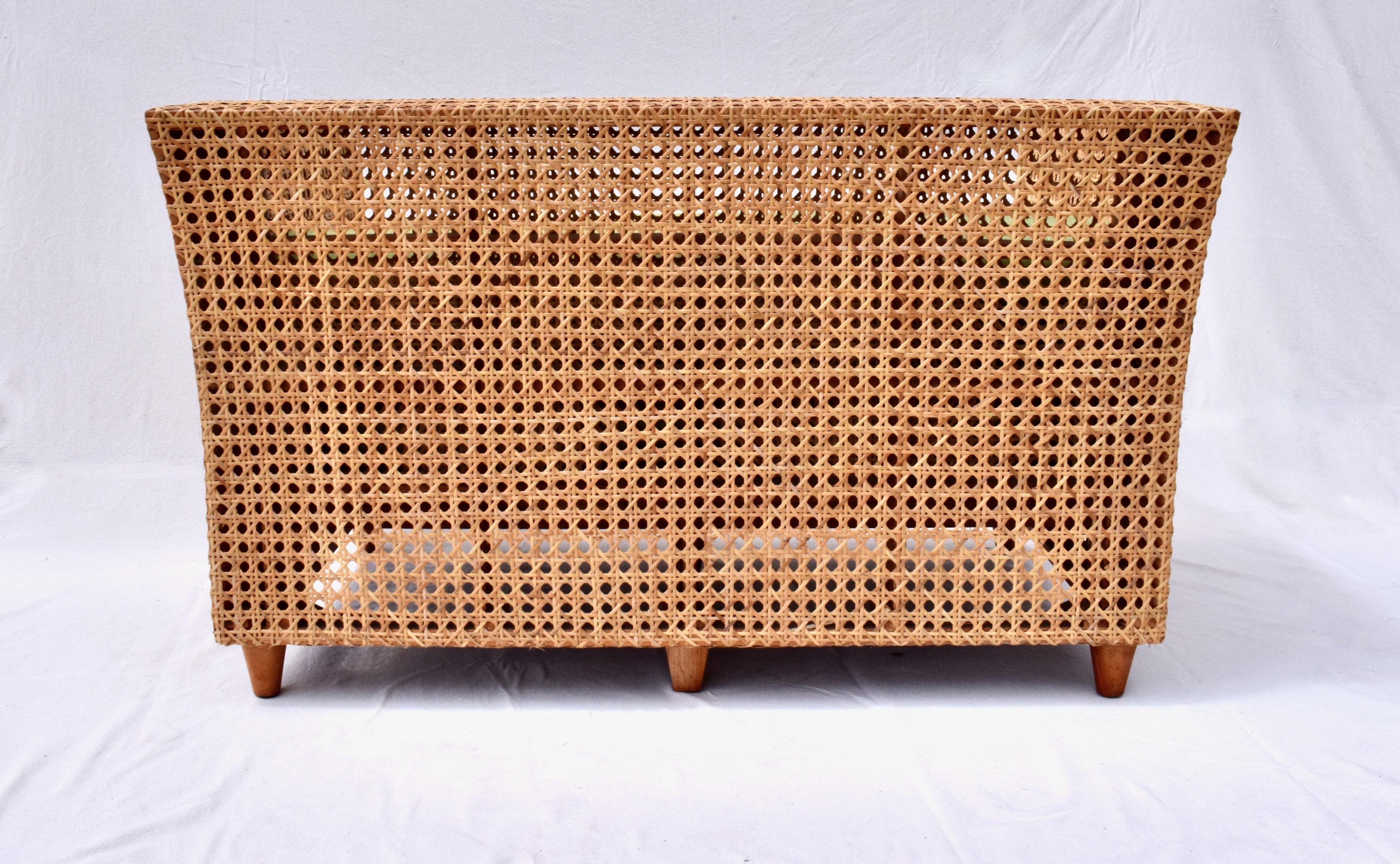 Organic Modern Cane & Teak Settee For Sale 2