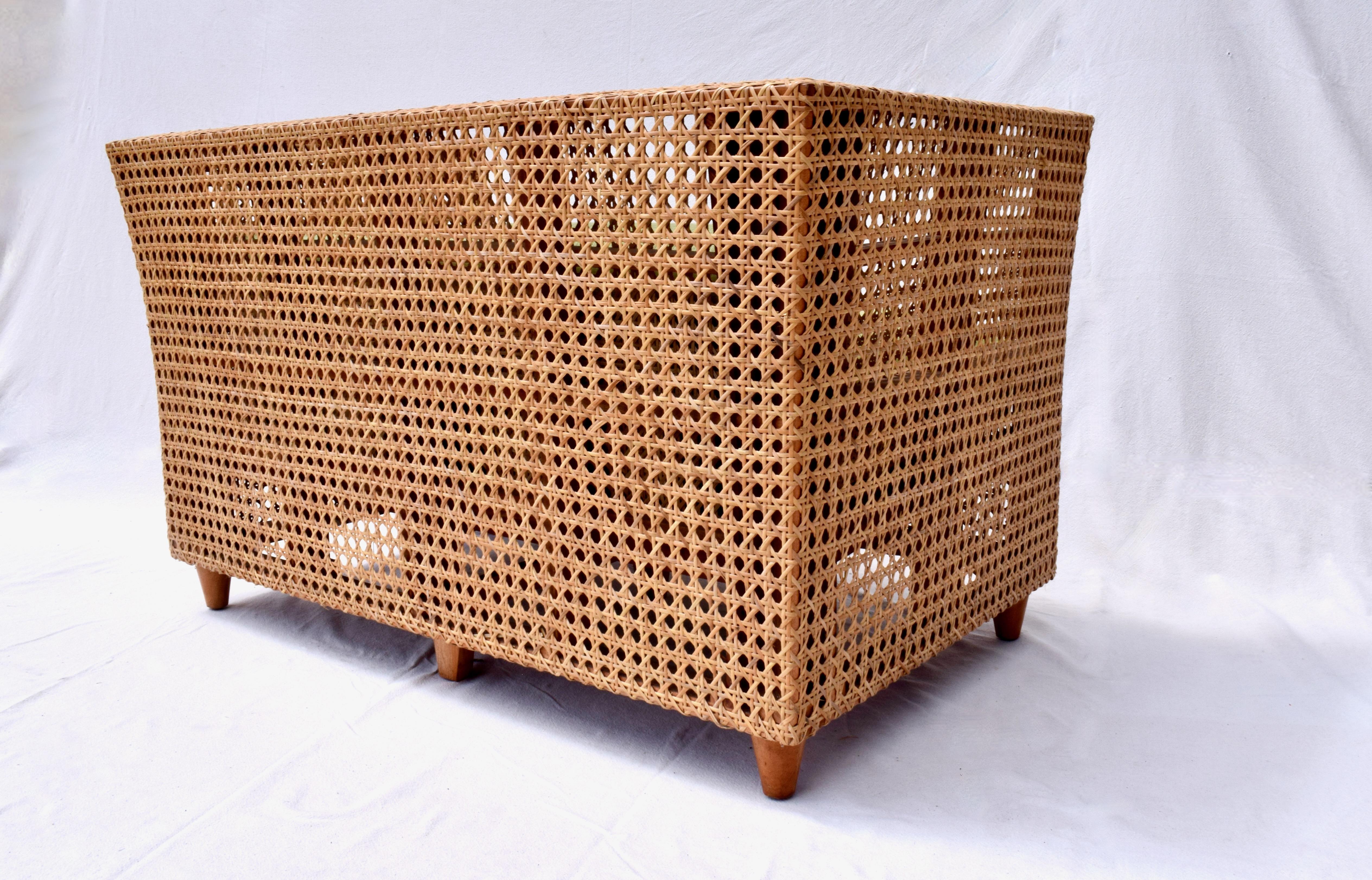 Organic Modern Cane & Teak Settee For Sale 3