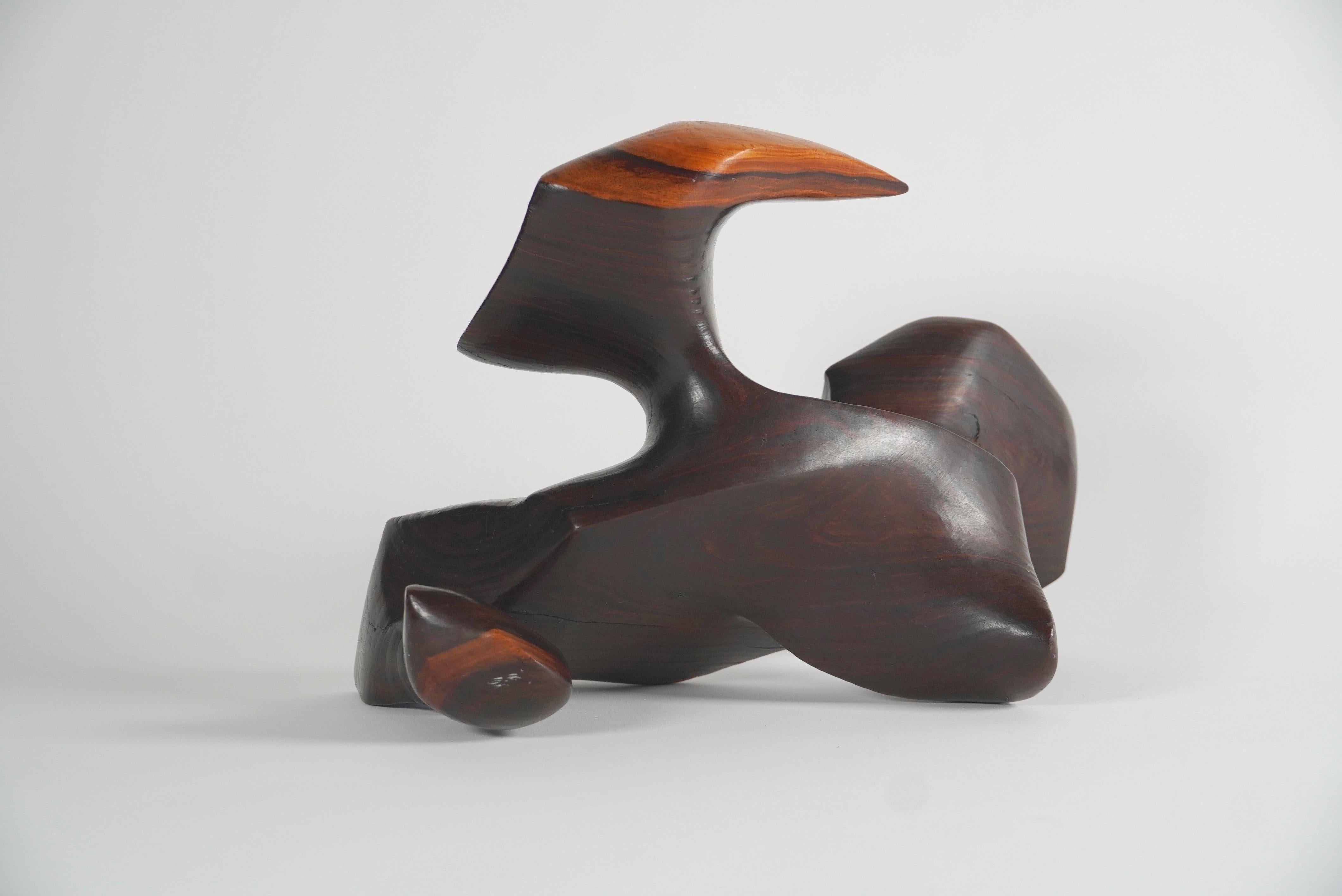 Organic Modern Carved Rosewood Abstract Sculpture 1