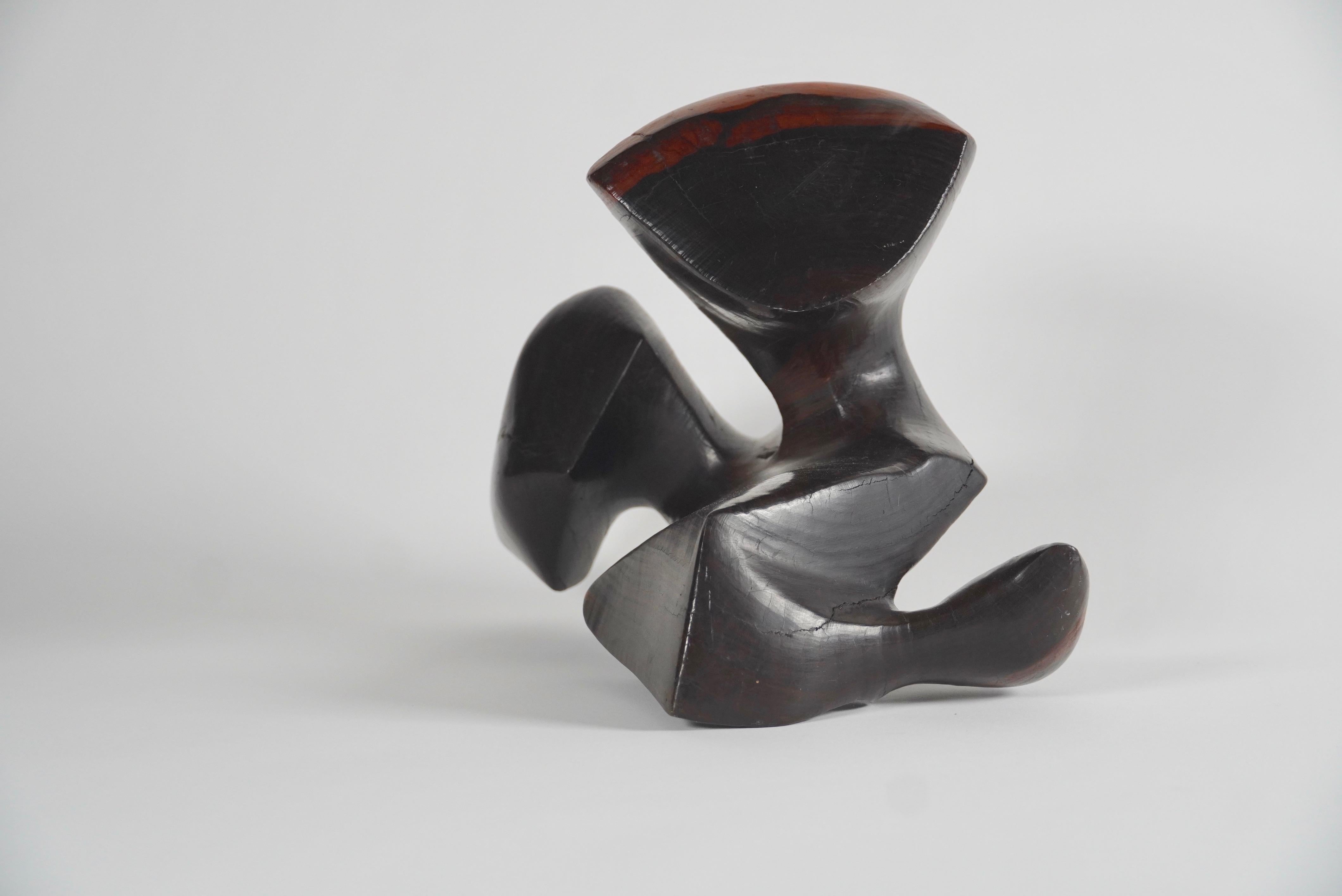 Organic Modern Carved Rosewood Abstract Sculpture 2