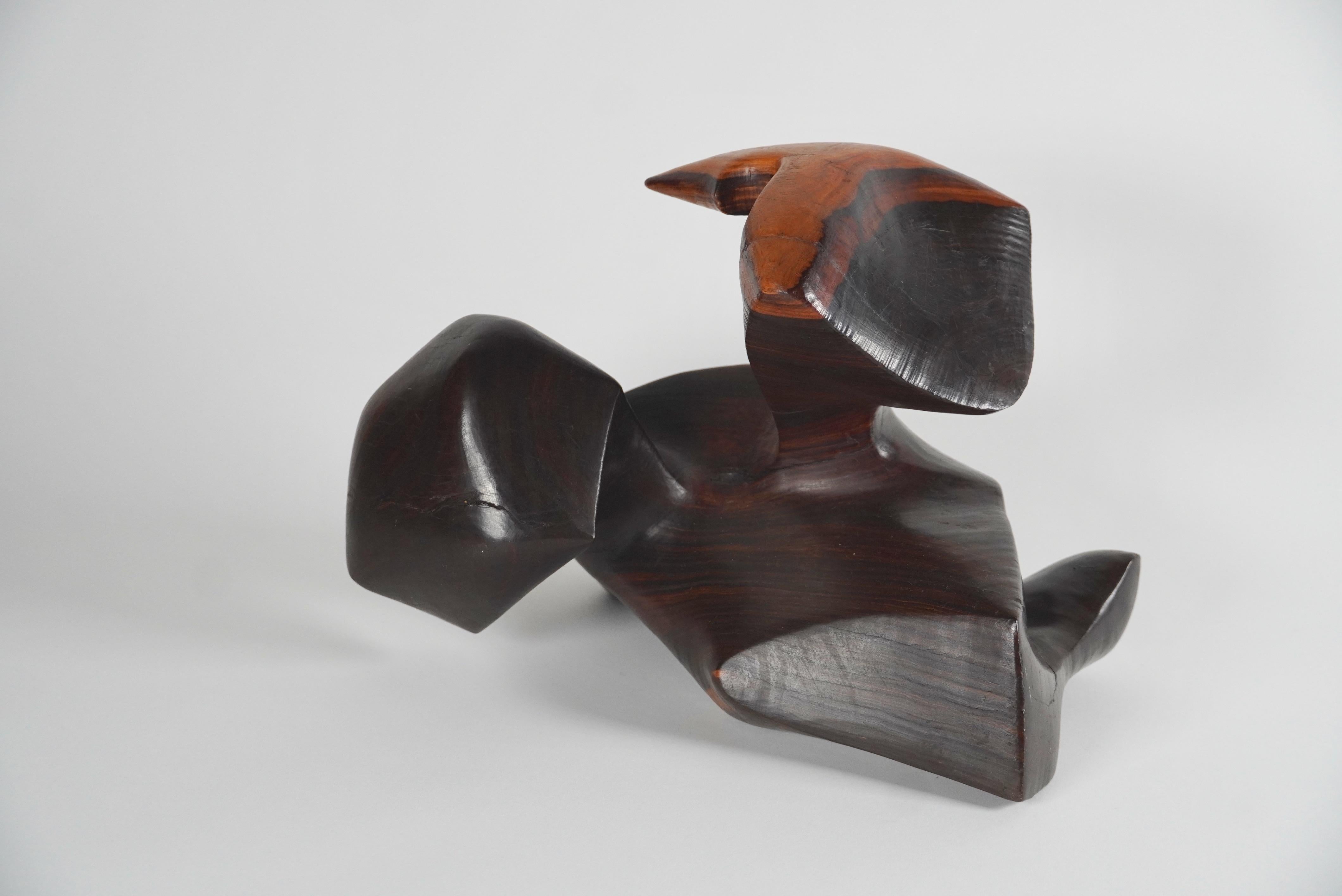 Organic Modern Carved Rosewood Abstract Sculpture 3