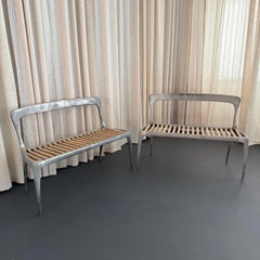 Organic Modern Cast Aluminum And Teak Bench By John Reeves