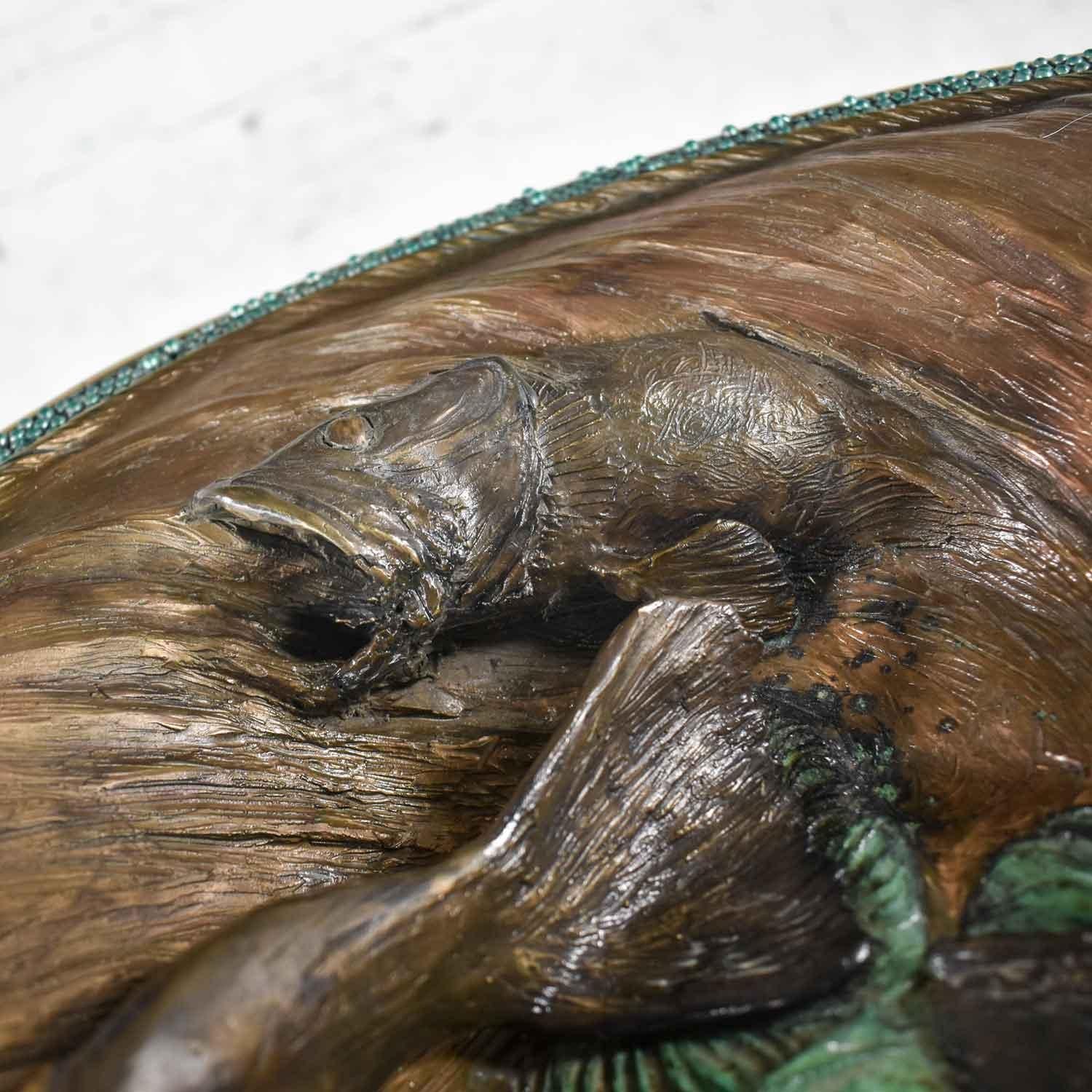 Organische moderne Schalenskulptur aus Bronzeguss mit Fischmuster von John Forsythe im Angebot 9