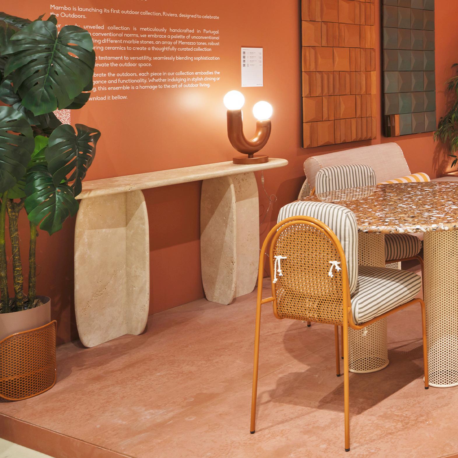 Postmoderne Console Catus moderne et organique en terrazzo beige en vente