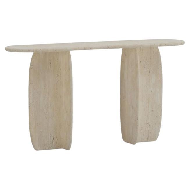 Organic Modern Catus Console in Travertine Marble For Sale
