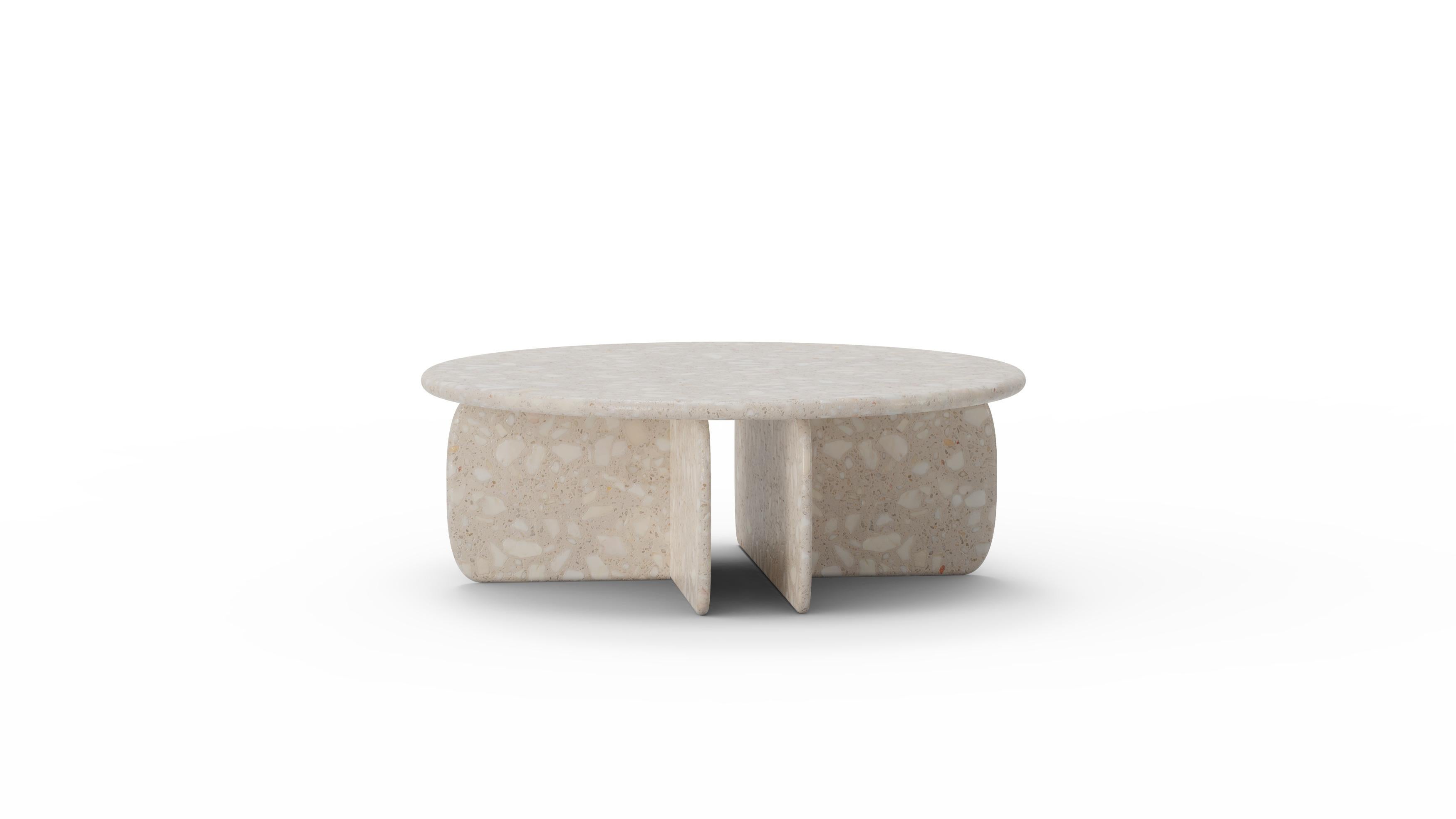 Postmoderne Table centrale moderne organique Catus en terrazzo beige en vente