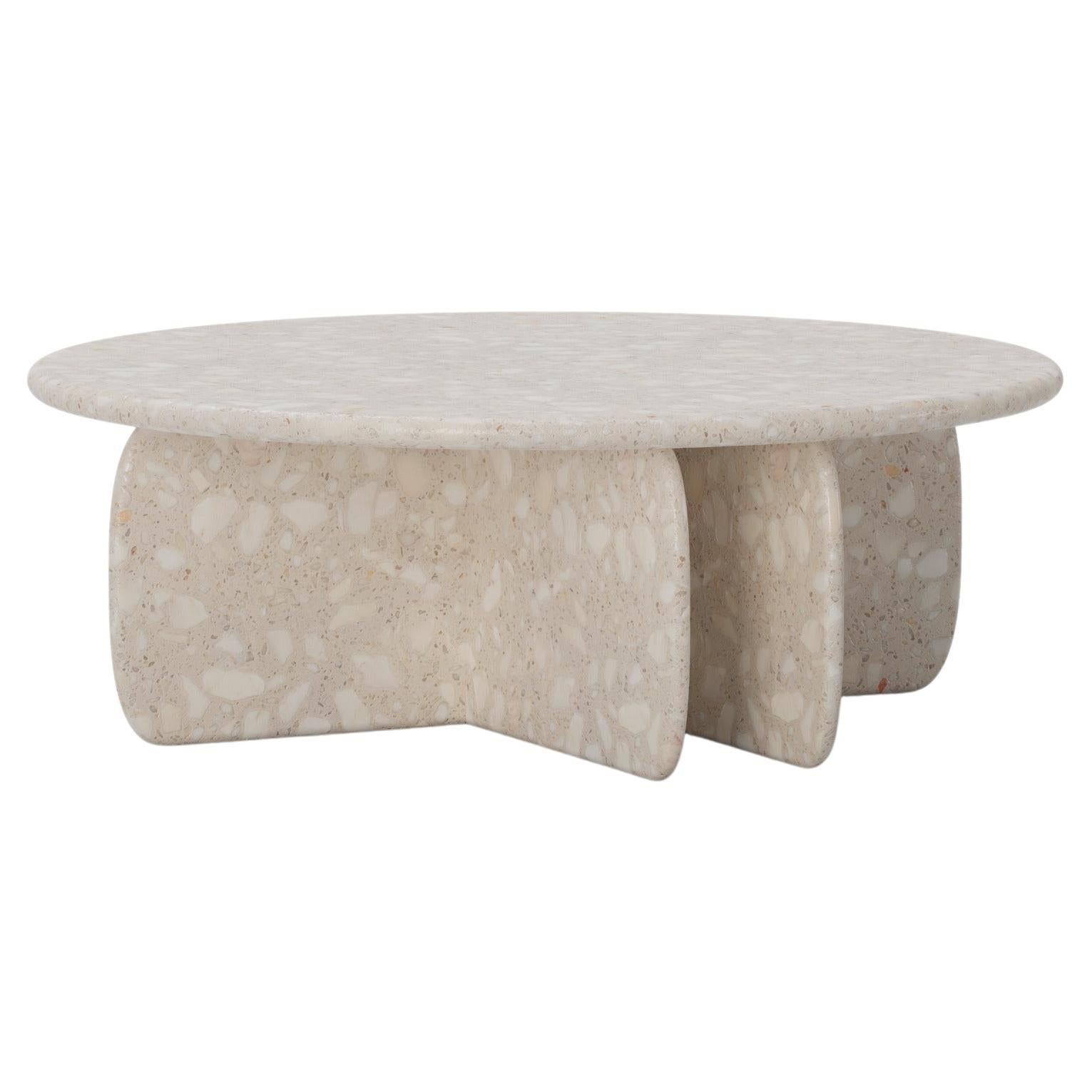 Table centrale moderne organique Catus en terrazzo beige