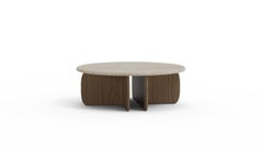 Organic Modern Center Table Catus in Travertine Marble and Wood