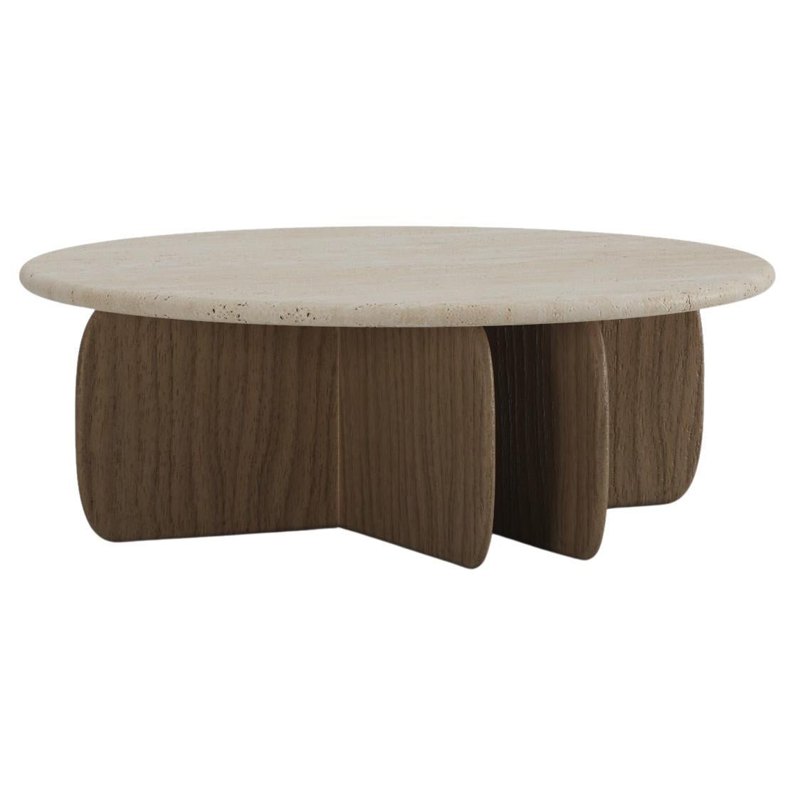 Organic Modern Center Table Catus aus Travertinmarmor und Holz