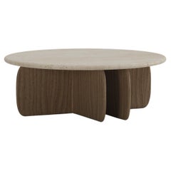 Organic Modern Center Table Catus aus Travertinmarmor und Holz