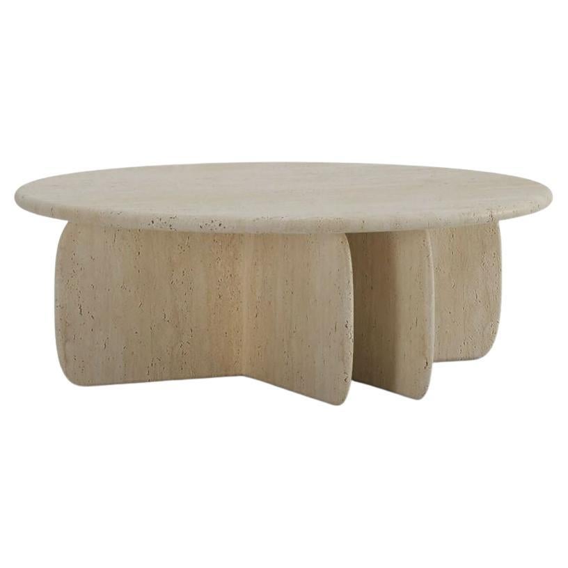 Organic Modern Center Table Catus in Travertine Marble For Sale