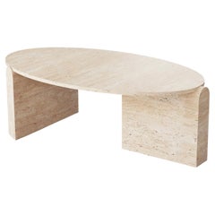 Vintage Organic Modern Center Table Jean in Natural Travertine Marble Stone
