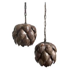 Organic Modern Ceramic Artichoke Handmade Pendant, Denmark, 1960s
