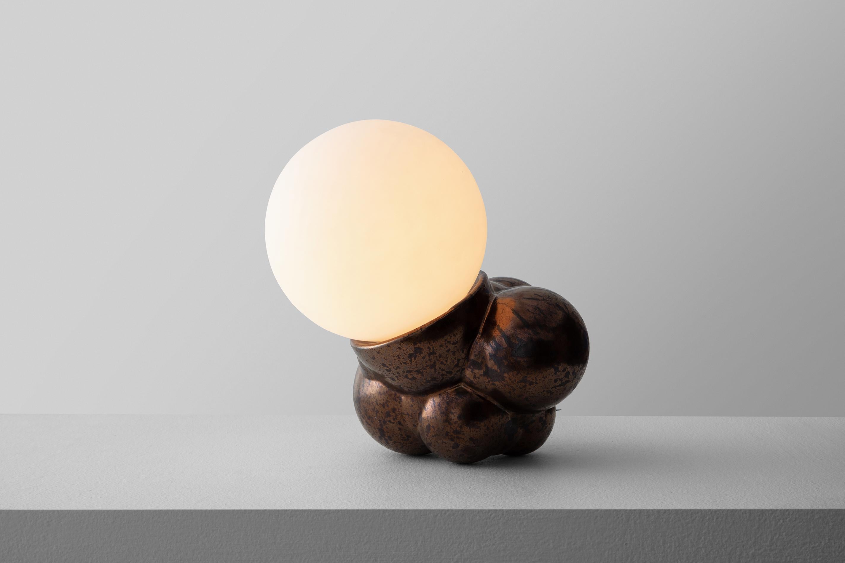 Contemporary Organic Modern Ceramic Bubbly Botryoidal Lamp Mini Bronze by Forma Rosa Studio For Sale