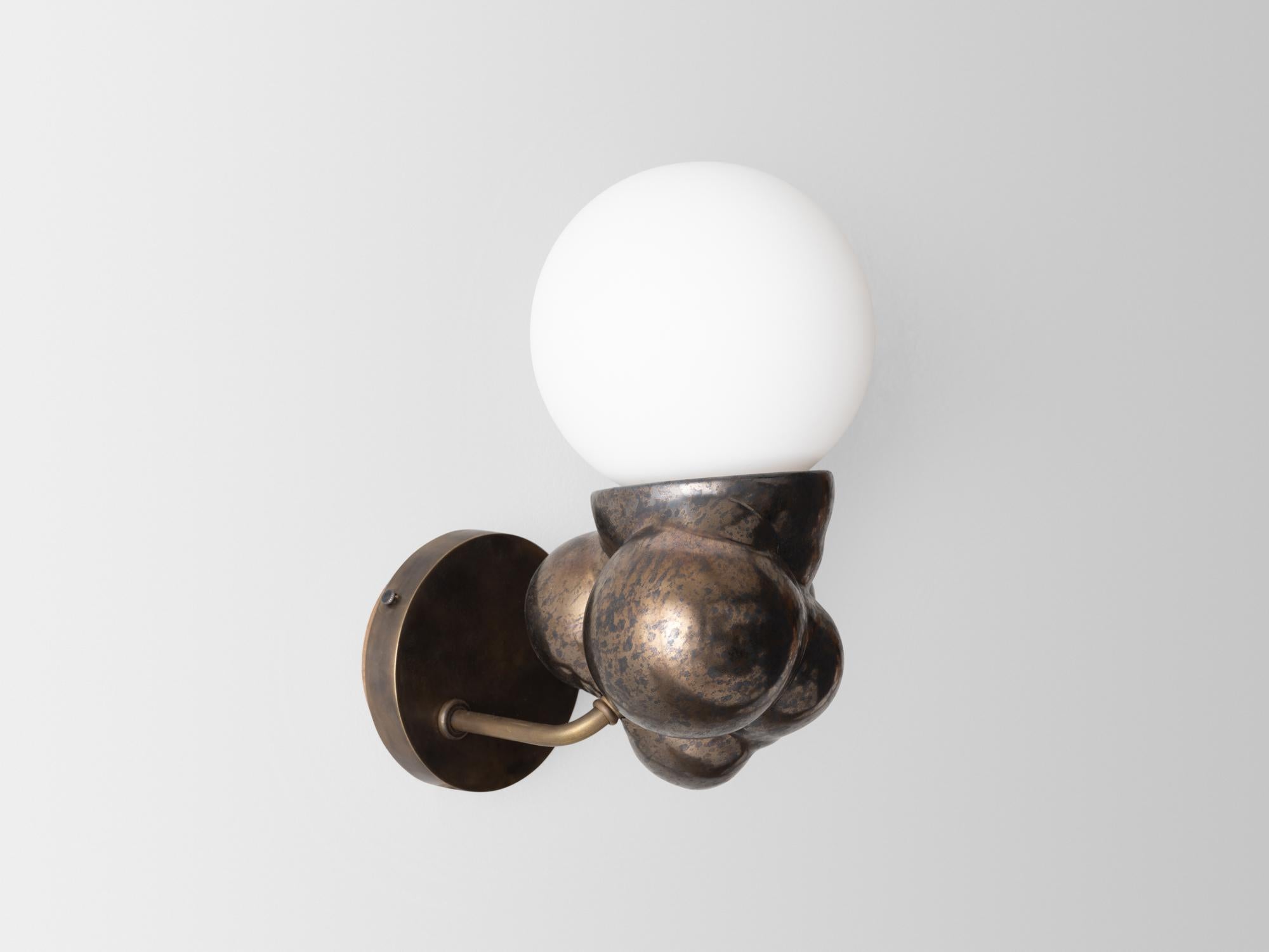 Contemporary Organic Modern Ceramic Bubbly Botryoidal Sconce in Bronze by Forma Rosa Studio For Sale