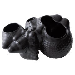 Organic Modern Ceramic Botryoidal Bubbly Planter in Black by Forma Rosa Studio