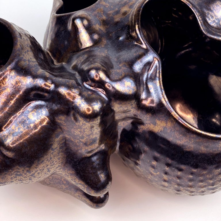 Organic Modern Ceramic Botryoidal Bubbly Planter in Bronze by Forma