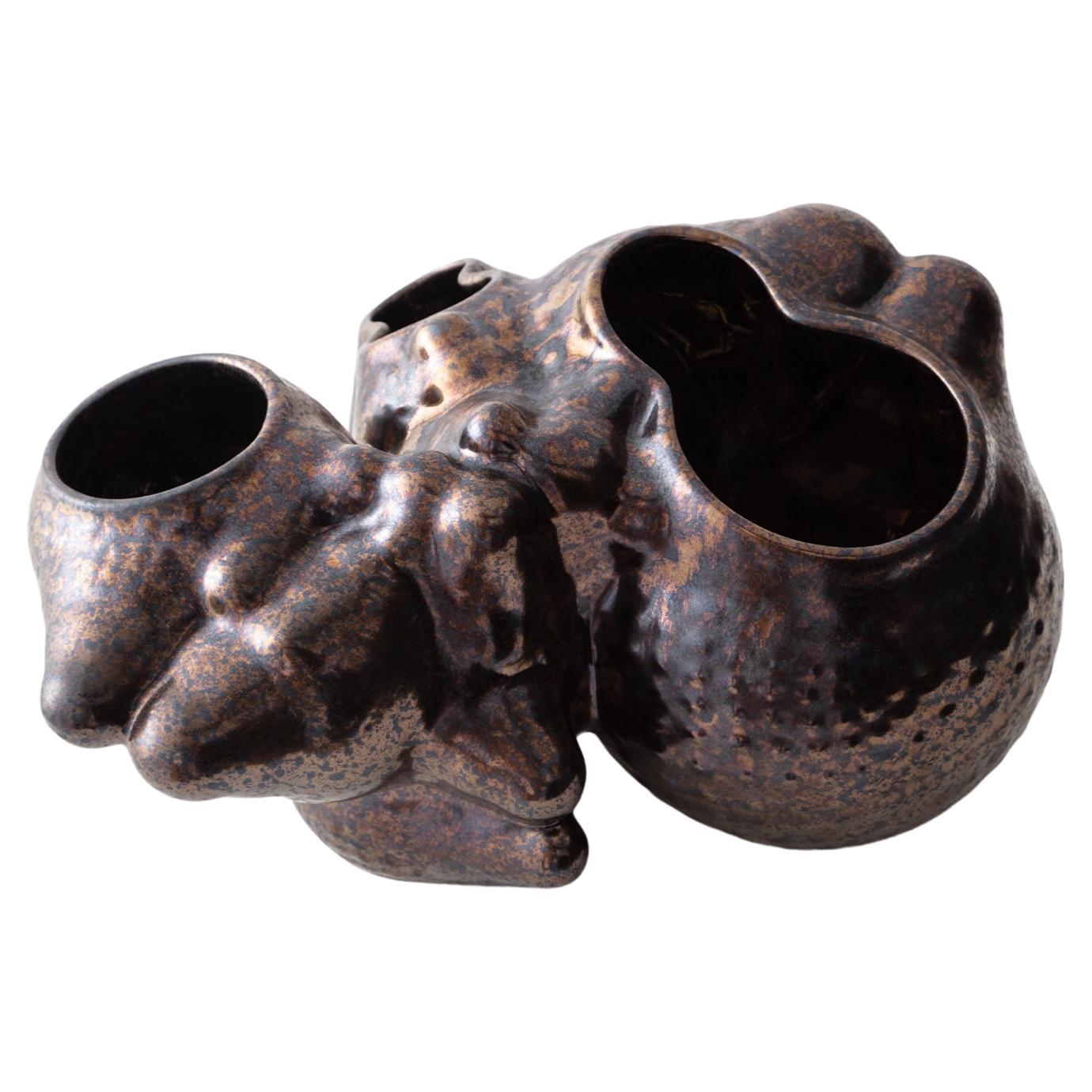 Organic Modern Ceramic Botryoidal Bubbly Planter in Bronze by Forma Rosa Studio