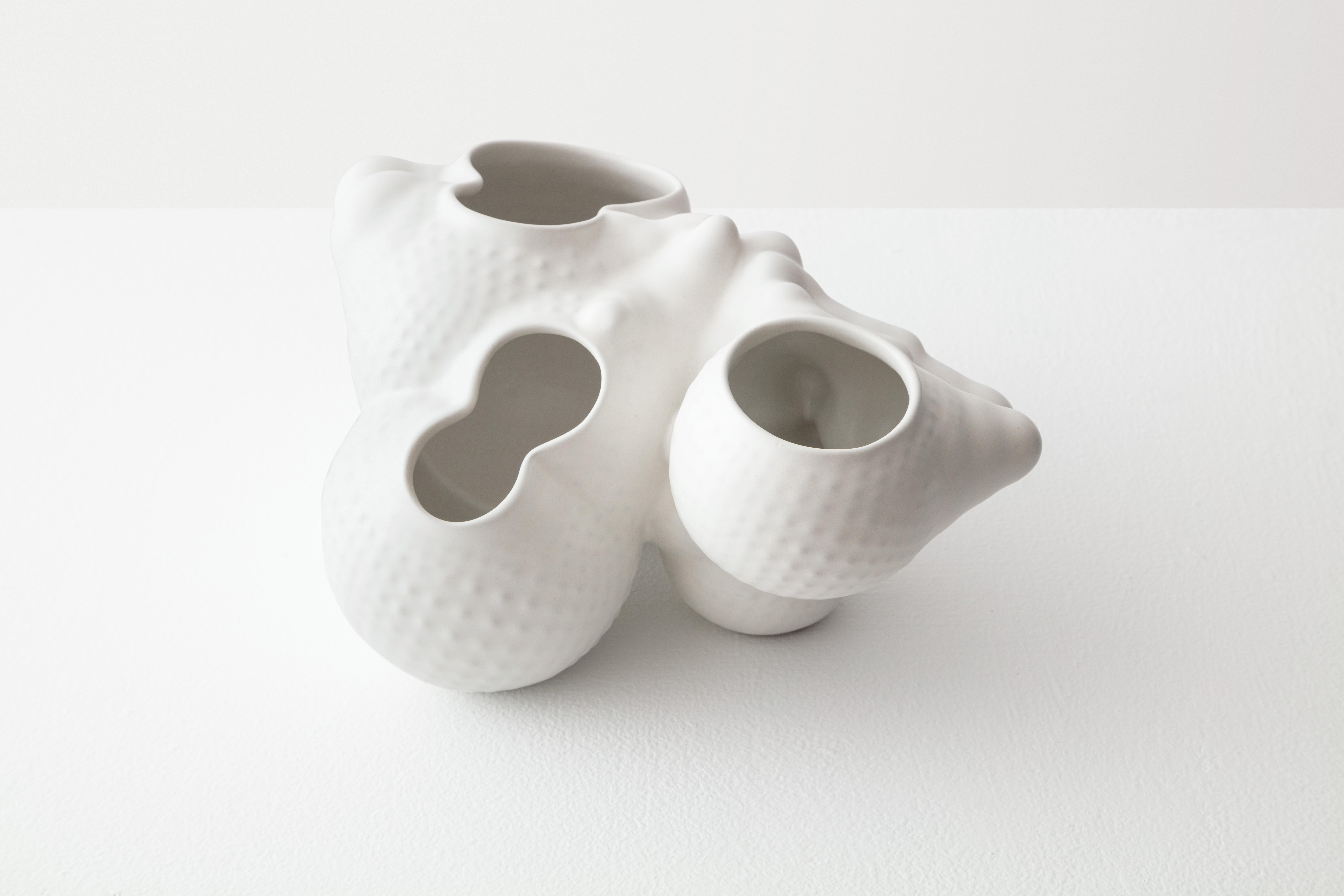 Moderne Pflanzgefäßvase aus Keramik in Weiß von Forma Rosa Studio (Peruanisch) im Angebot