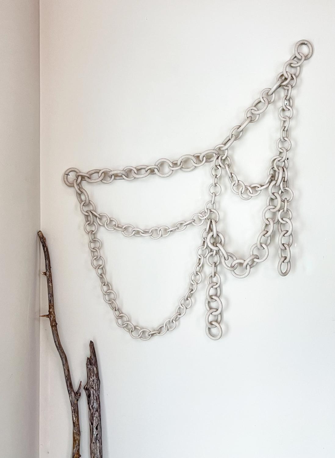 Organic modern Ceramic chain wall hanging In New Condition For Sale In Stoughton, MA