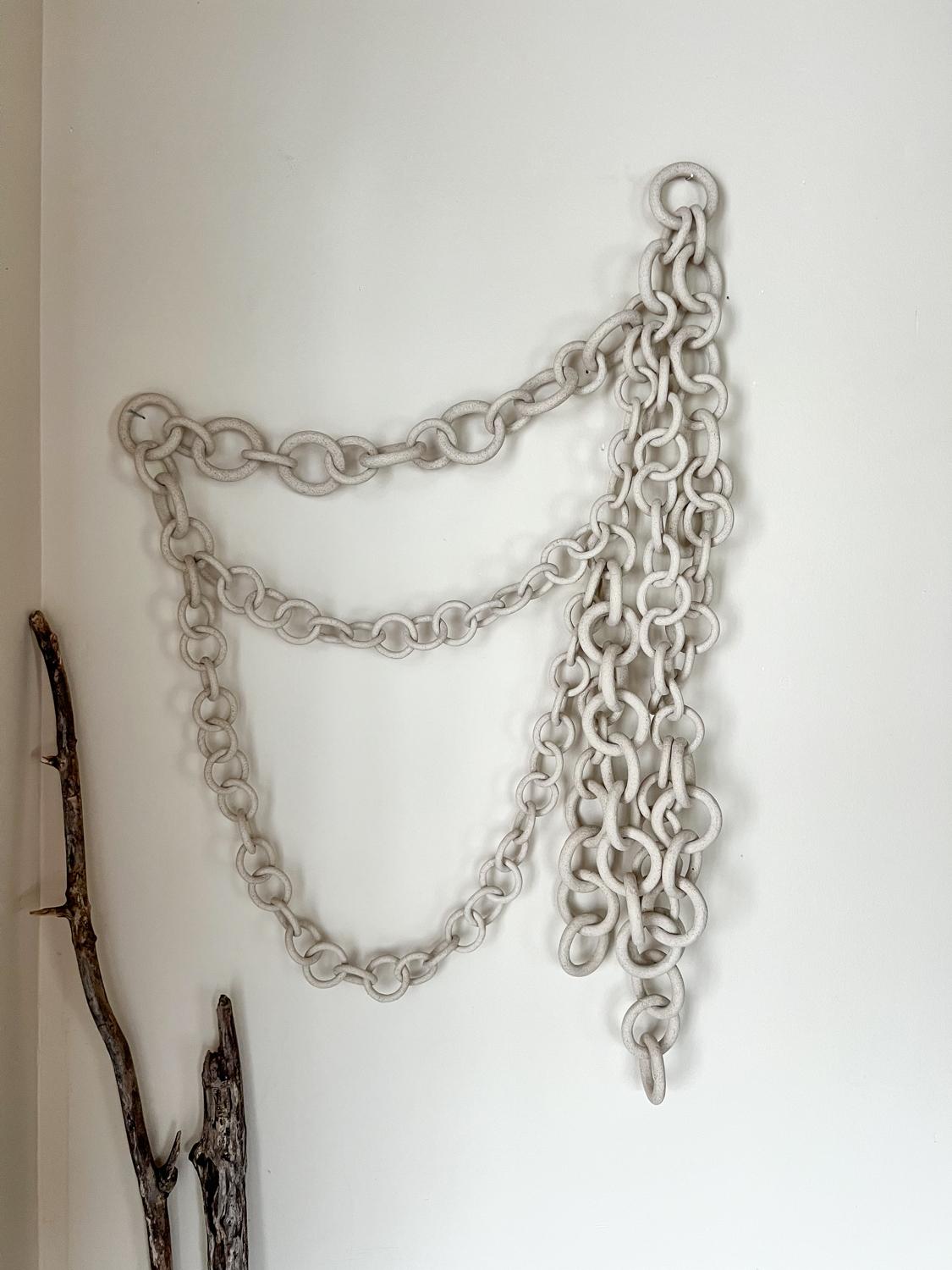 Contemporary Organic modern Ceramic chain wall hanging For Sale