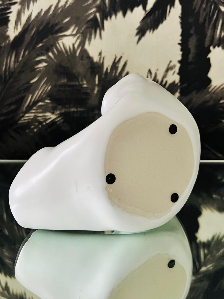 Organic Modern Ceramic Heart Valve Vase in Matte White Glaze For Sale 7