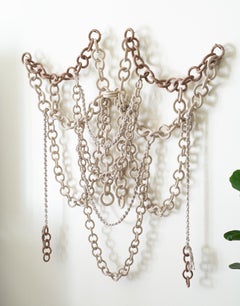Organic modern Ceramic  link chain wall sculpture