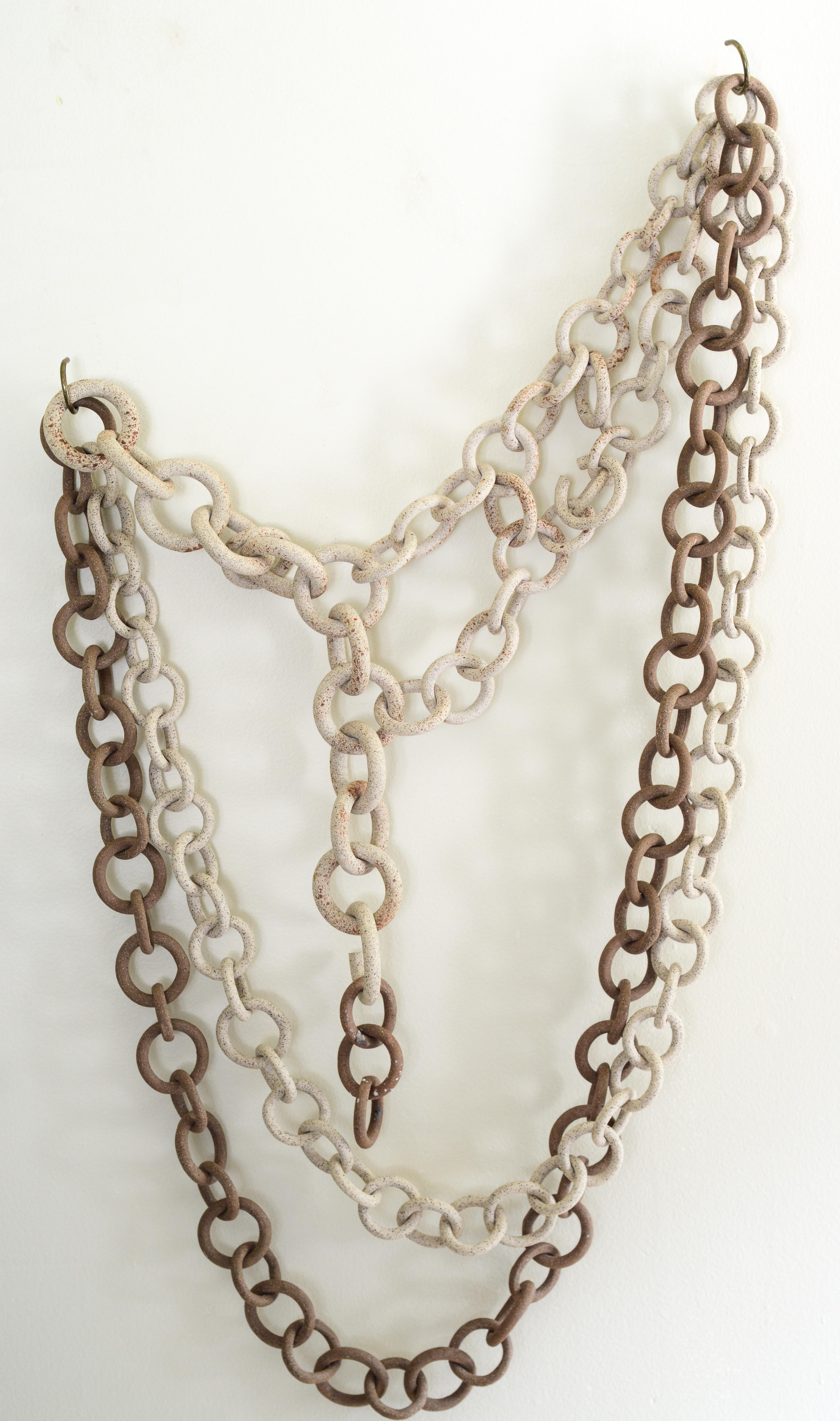 Hand-Crafted Organic modern ceramic link chain wall sculpture