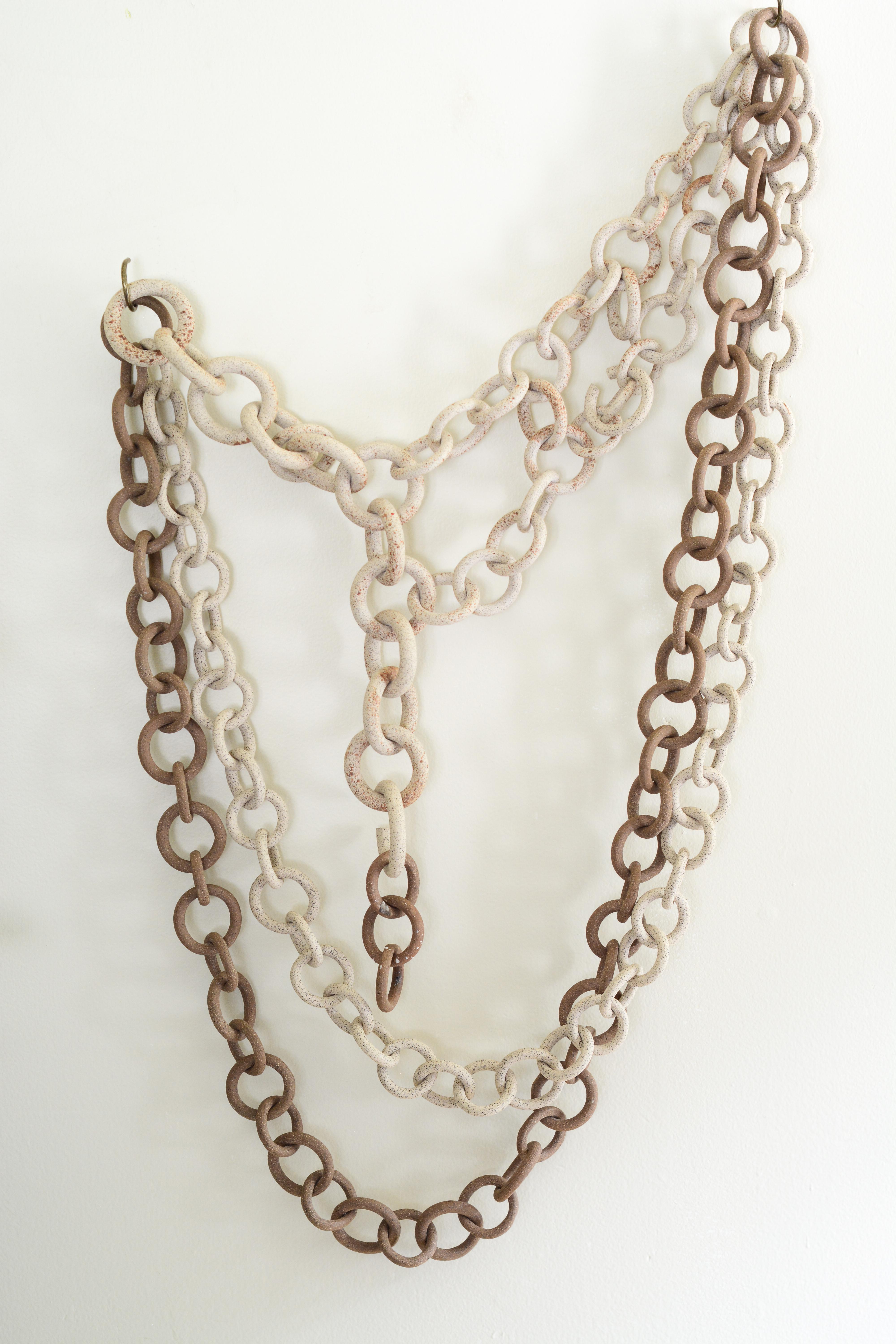 Contemporary Organic modern ceramic link chain wall sculpture