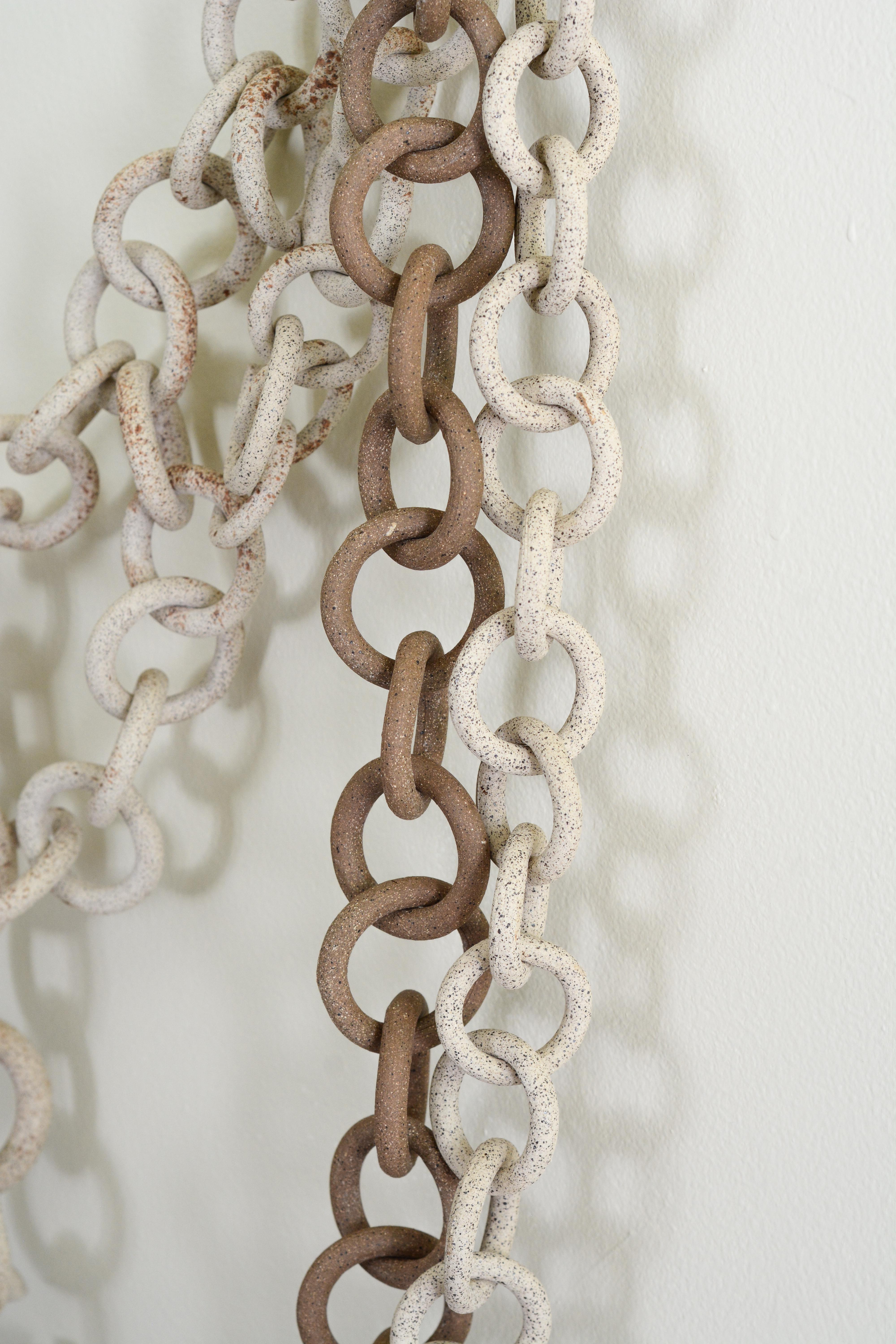 Ceramic Organic modern ceramic link chain wall sculpture