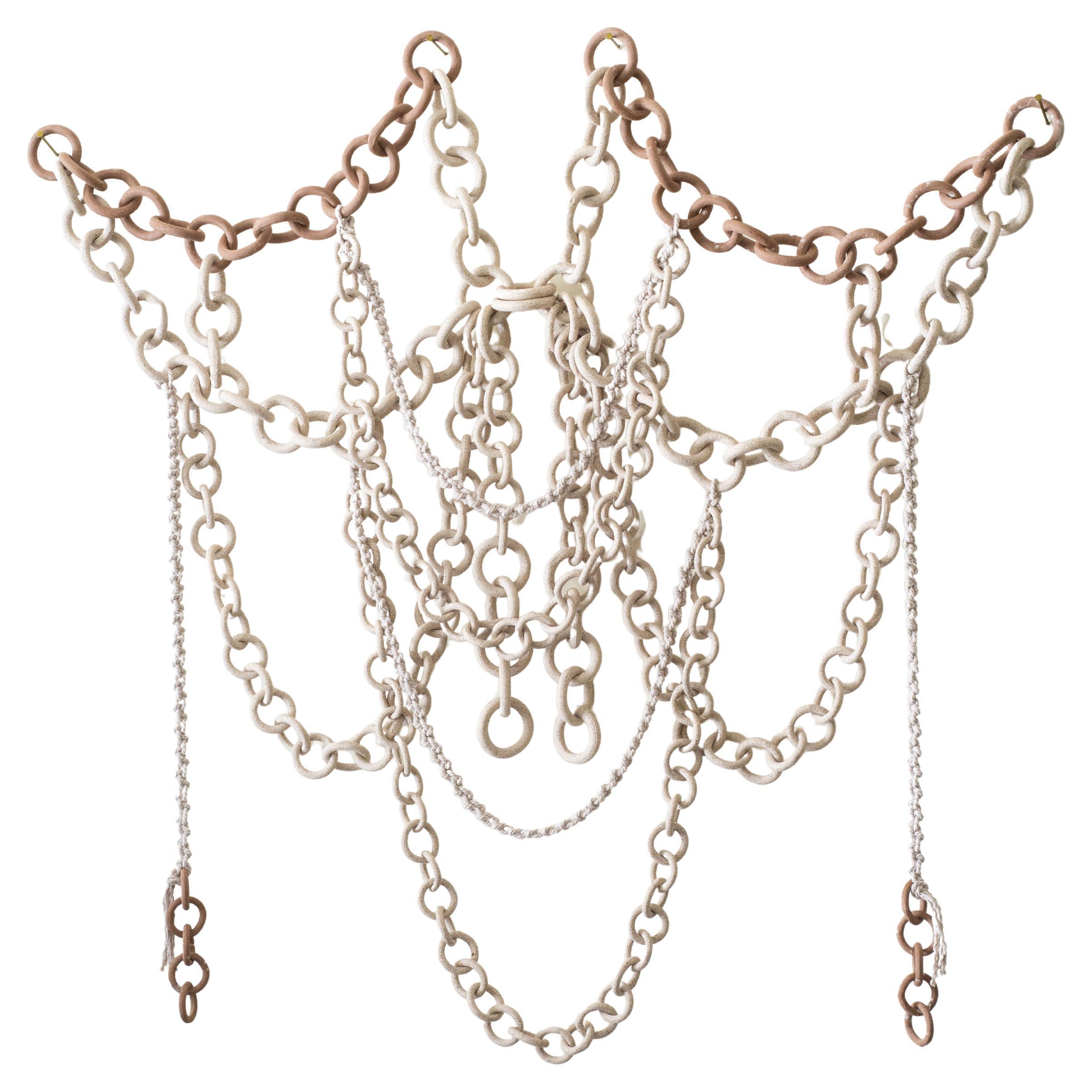 Organic modern Ceramic  link chain wall sculpture