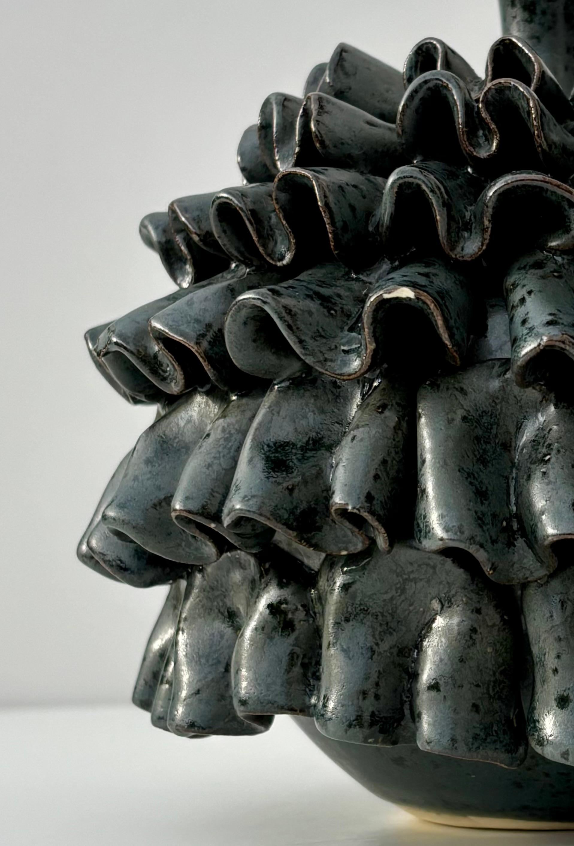 Organic Modern Ceramic Spotted Glaze Vase For Sale 6