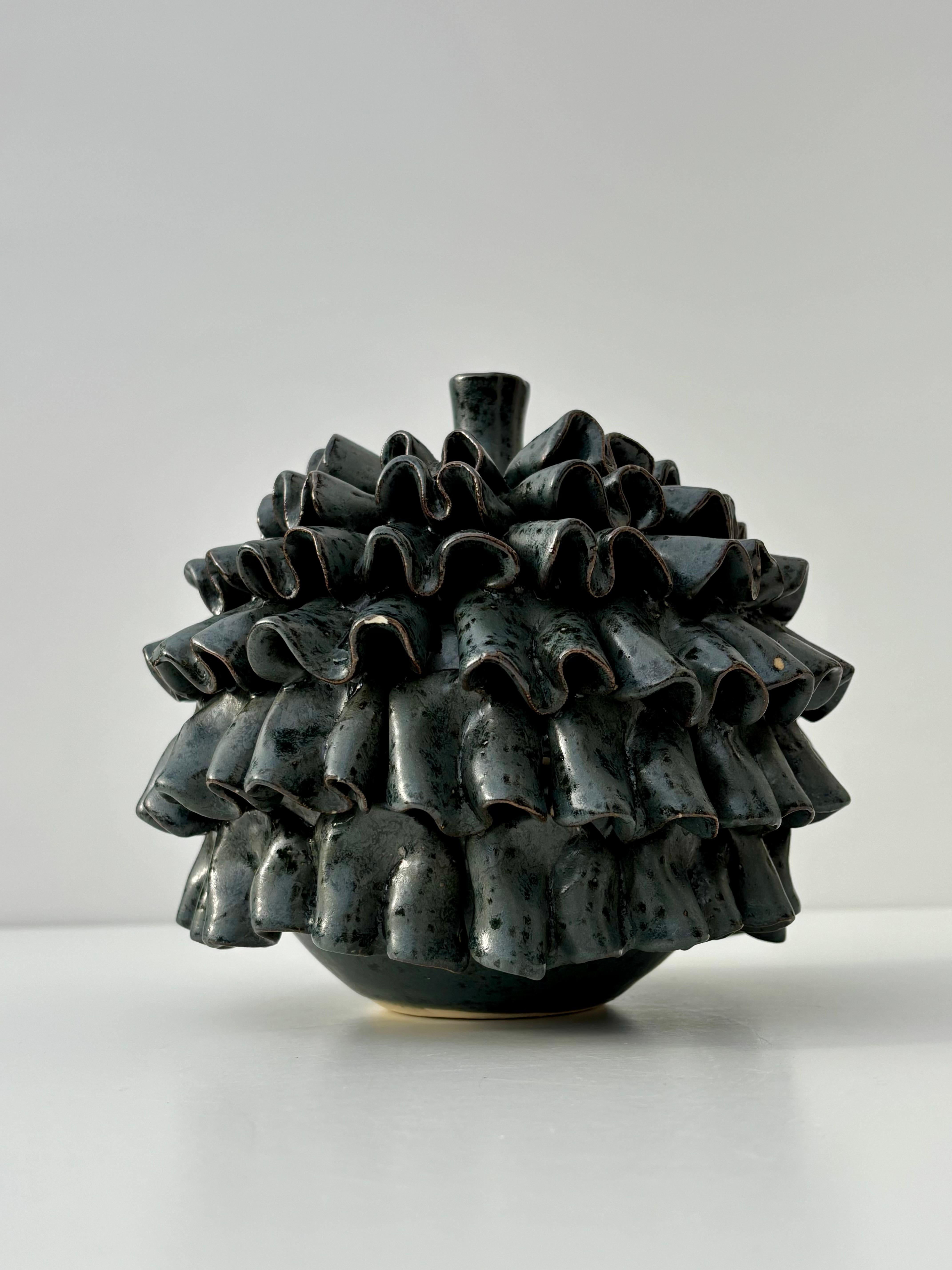 Glazed Organic Modern Ceramic Spotted Glaze Vase For Sale