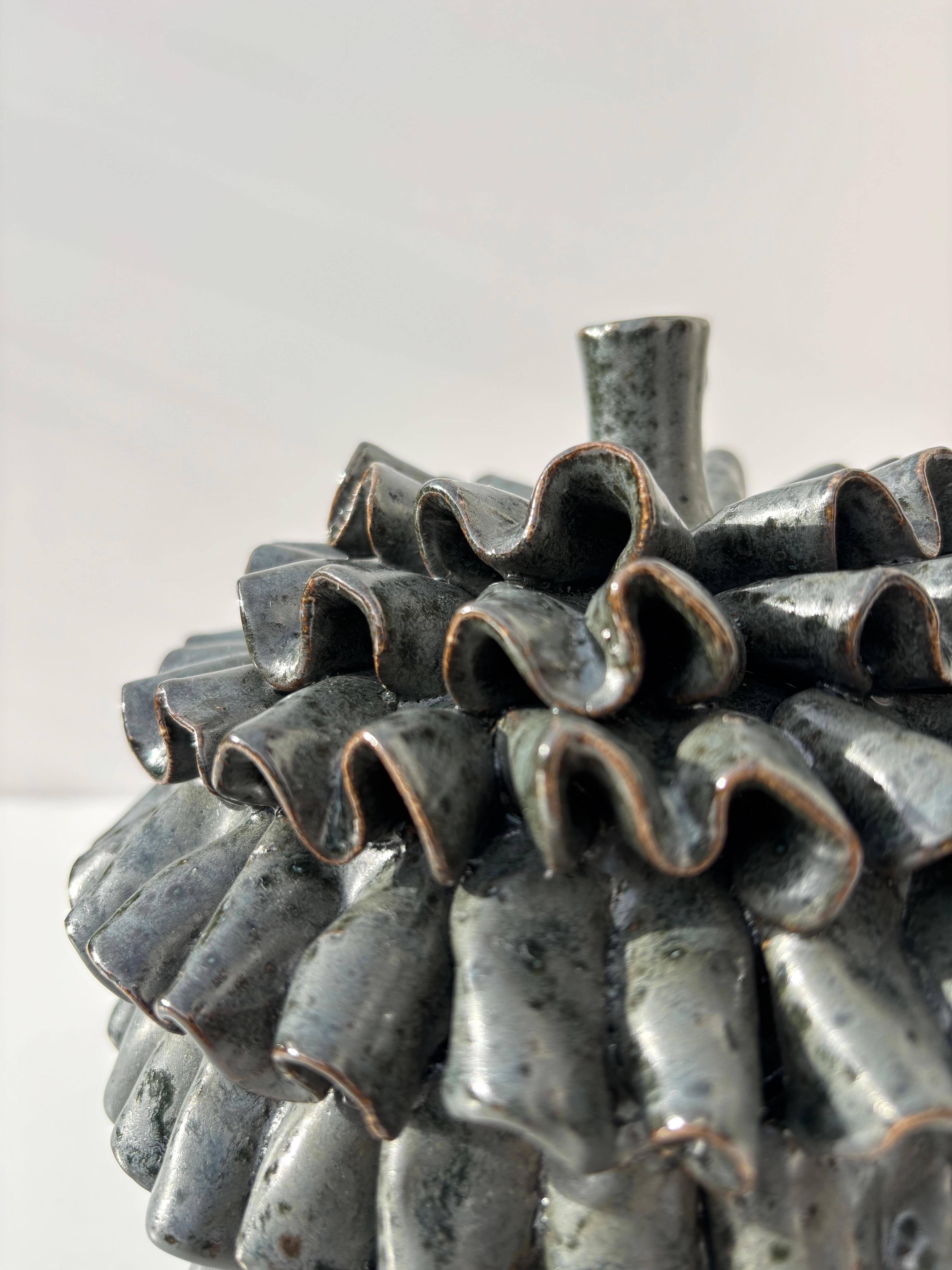 20th Century Organic Modern Ceramic Spotted Glaze Vase For Sale