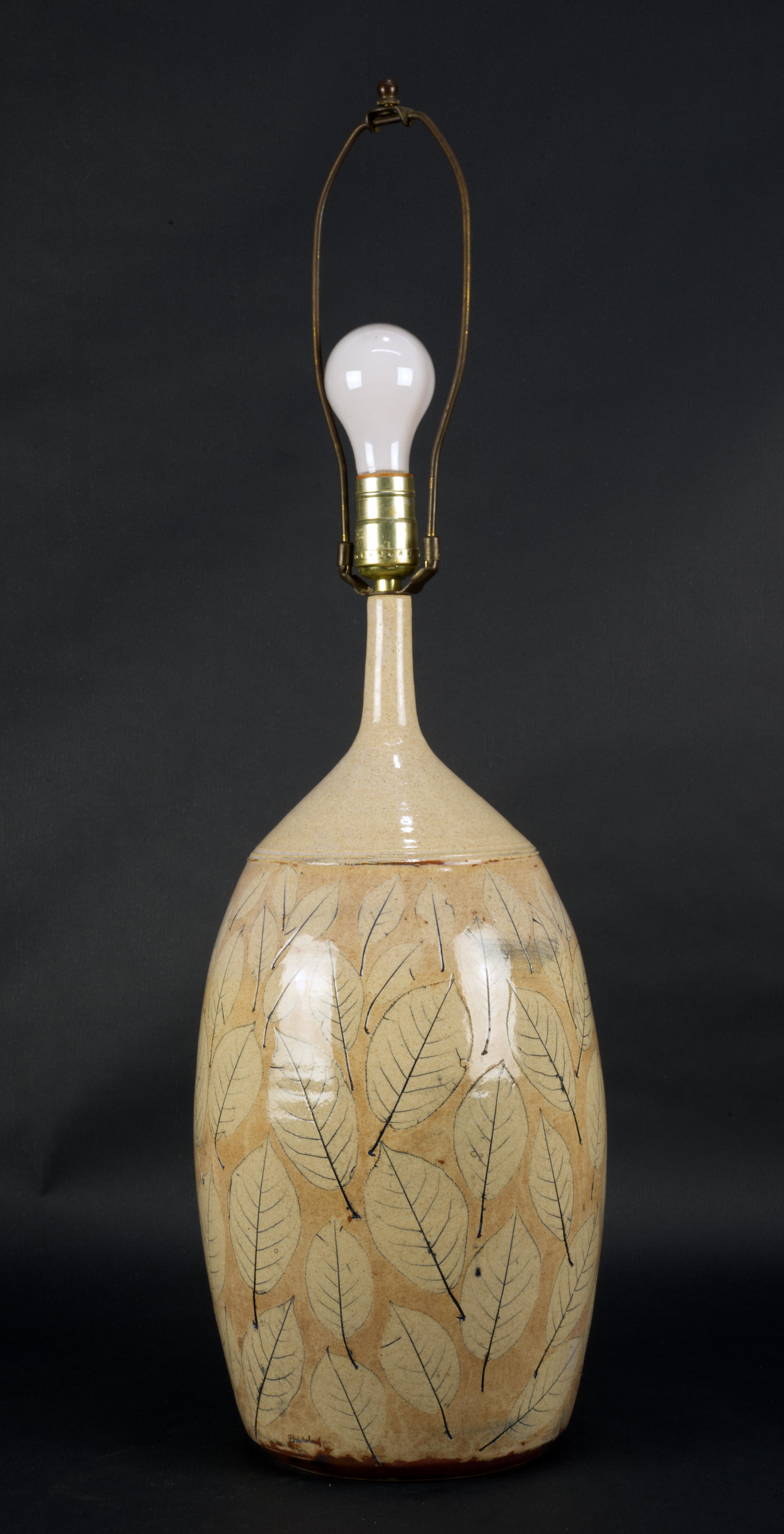 Mid-Century Modern Organic Modern Ceramic Table Lamp Wizards of Clay Art Pottery, Cream Beige